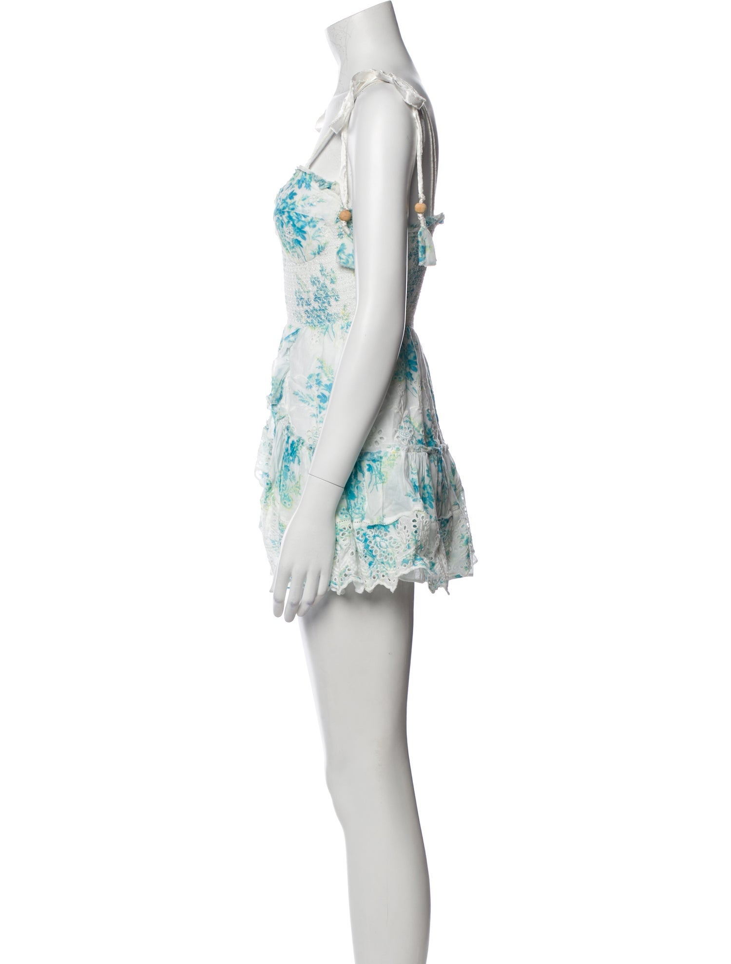 LoveShackFancy Floral Print Square Neckline Bodysuit