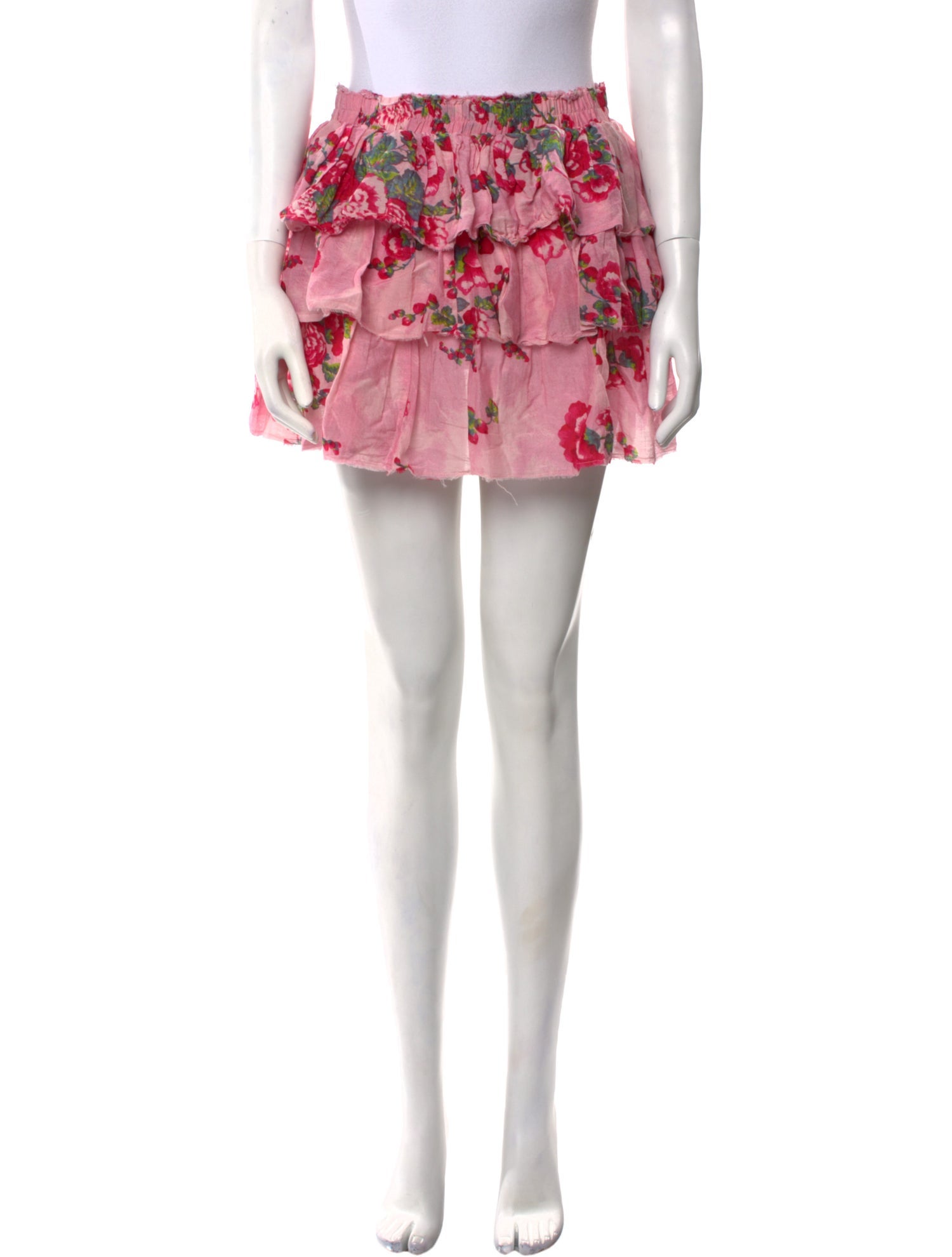 LoveShackFancy Floral Print Mini Skirt
