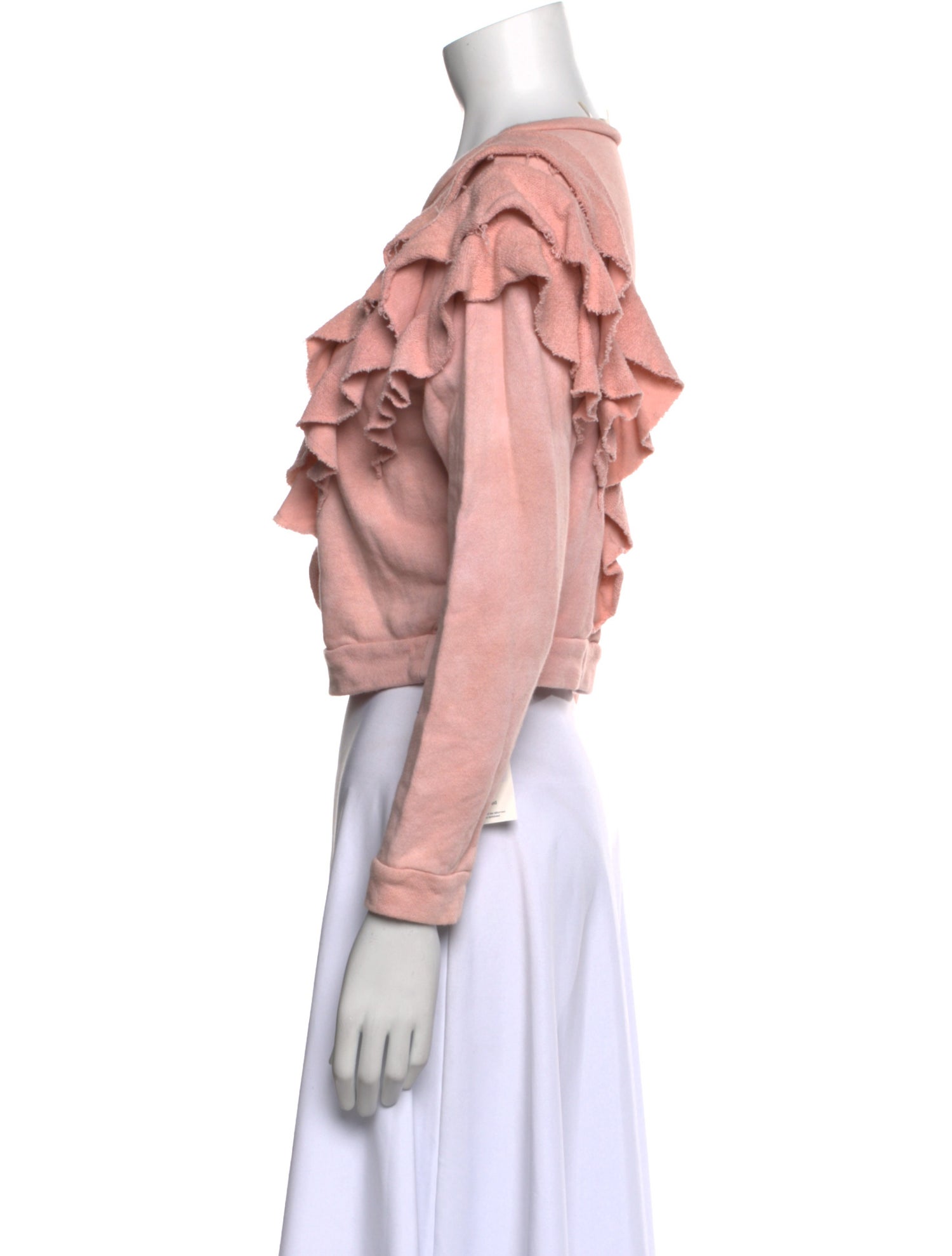 LoveShackFancy Scoop Neck Long Sleeve Crop Top