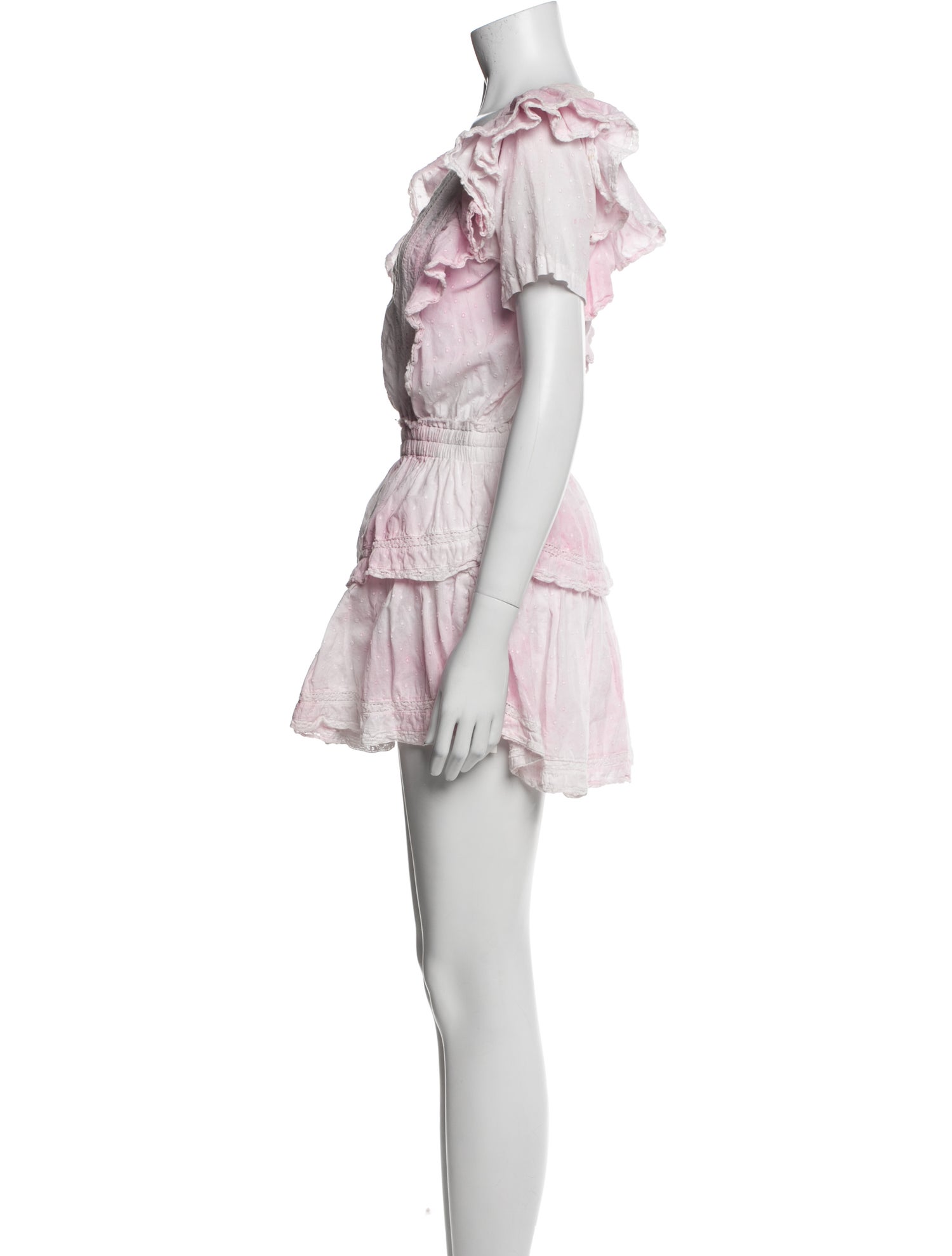 love shack fancy pink tie dye dress Loveshackfancy Natasha Dress In Hand Dyed Bordeaux In Pink