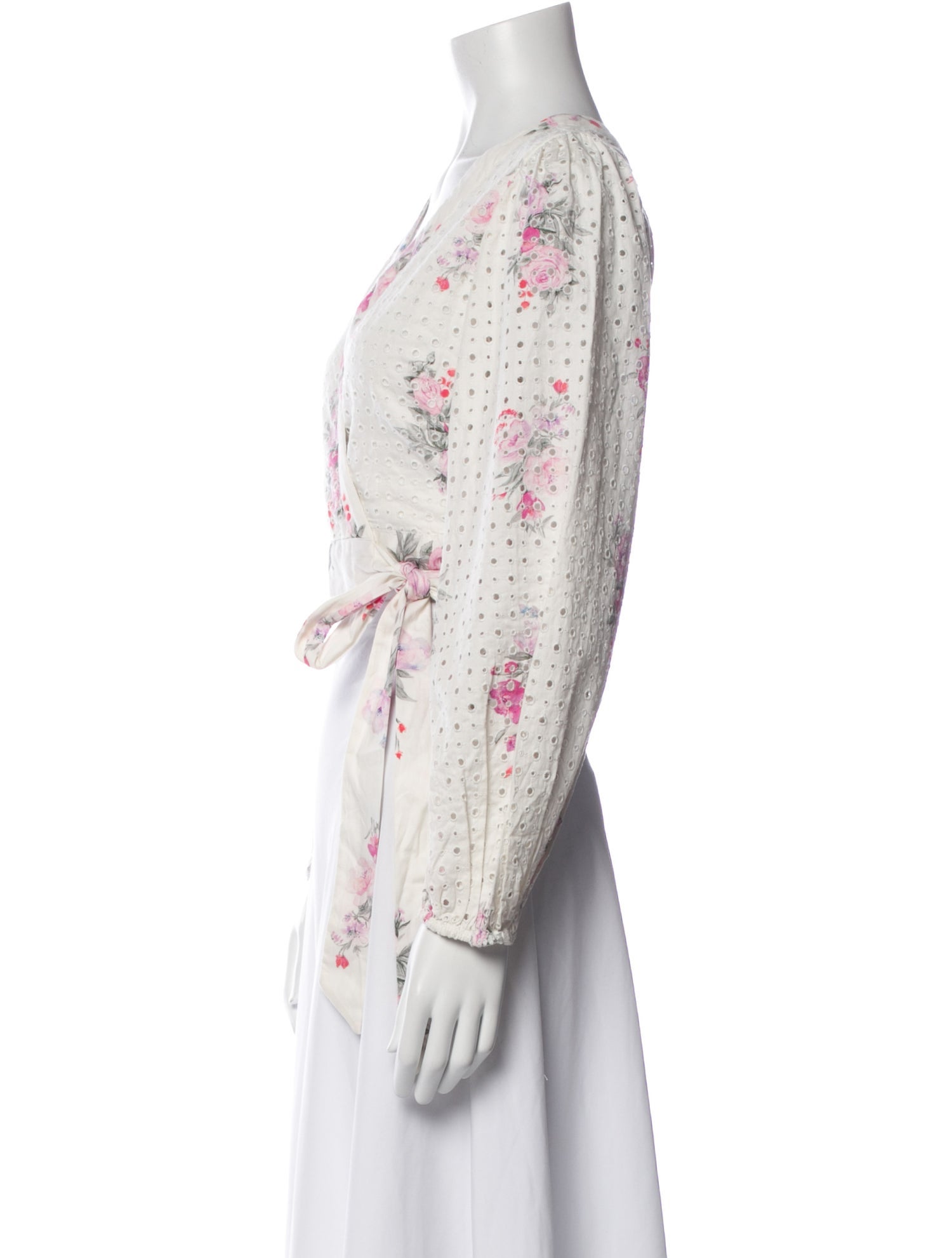 LoveShackFancy Floral Print V-Neck Crop Top