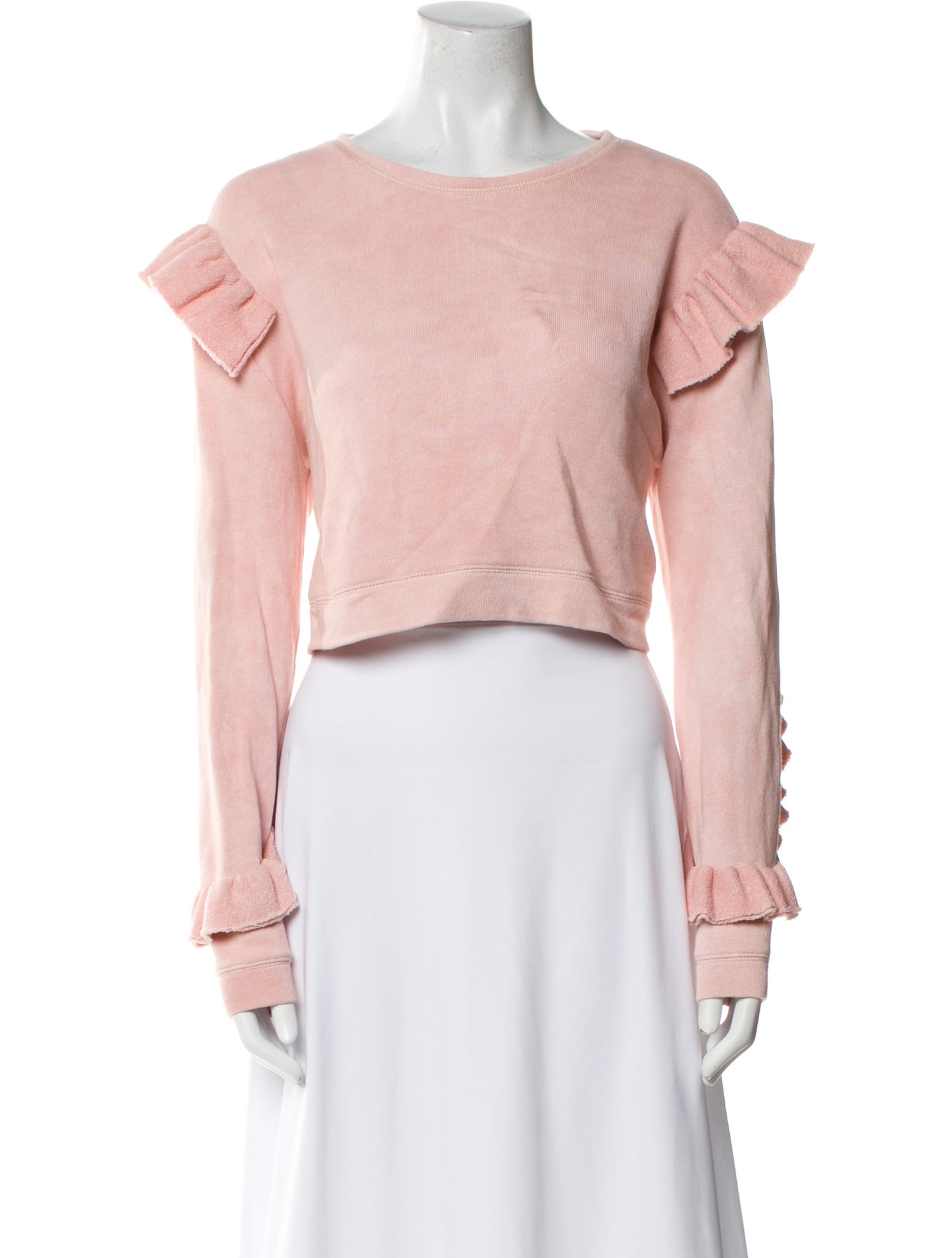 LoveShackFancy Bateau Neckline Long Sleeve Crop Top