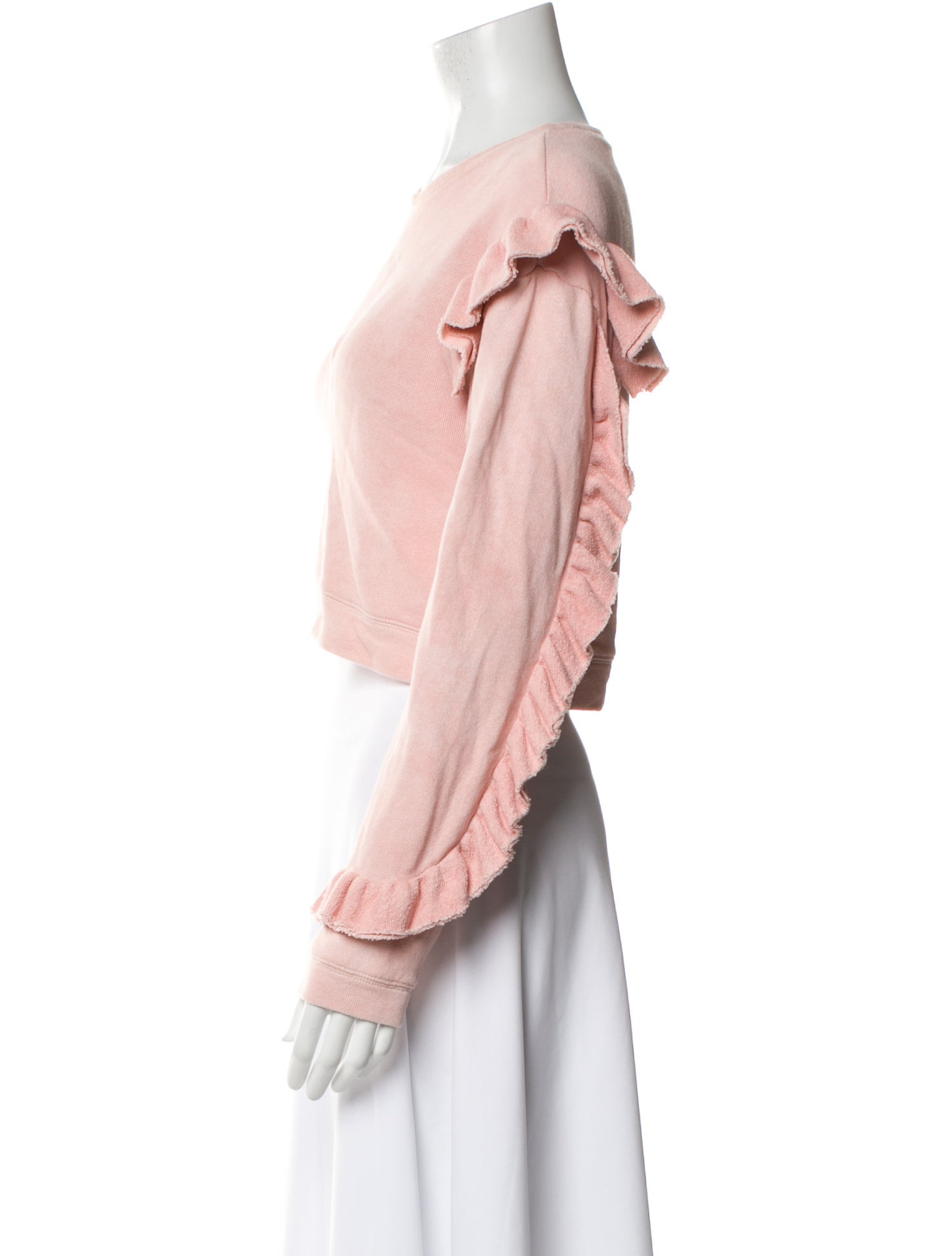 LoveShackFancy Bateau Neckline Long Sleeve Crop Top