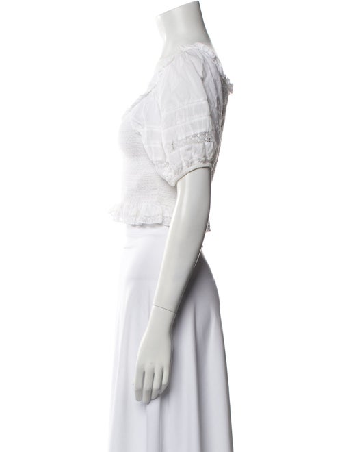 LoveShackFancy Square Neckline Short Sleeve Crop Top