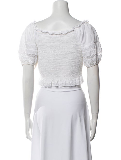 LoveShackFancy Square Neckline Short Sleeve Crop Top