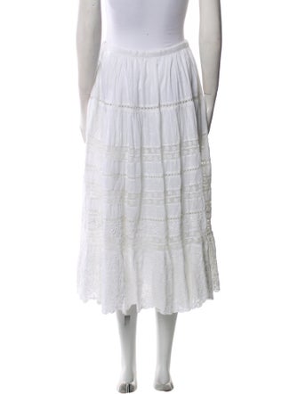 LoveShackFancy Embroidered Accent Knee-Length Skirt