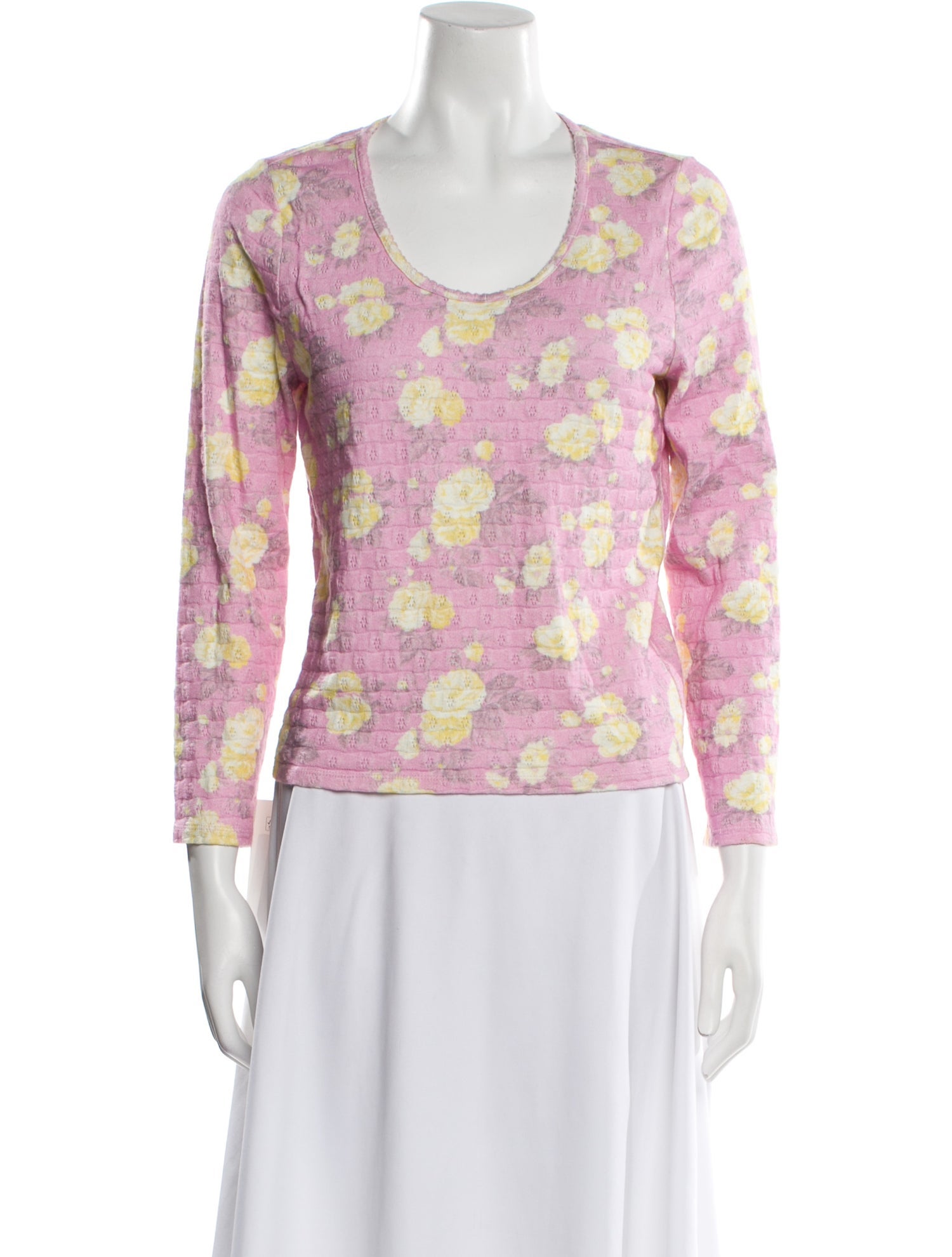 LoveShackFancy Floral Print Scoop Neck Top