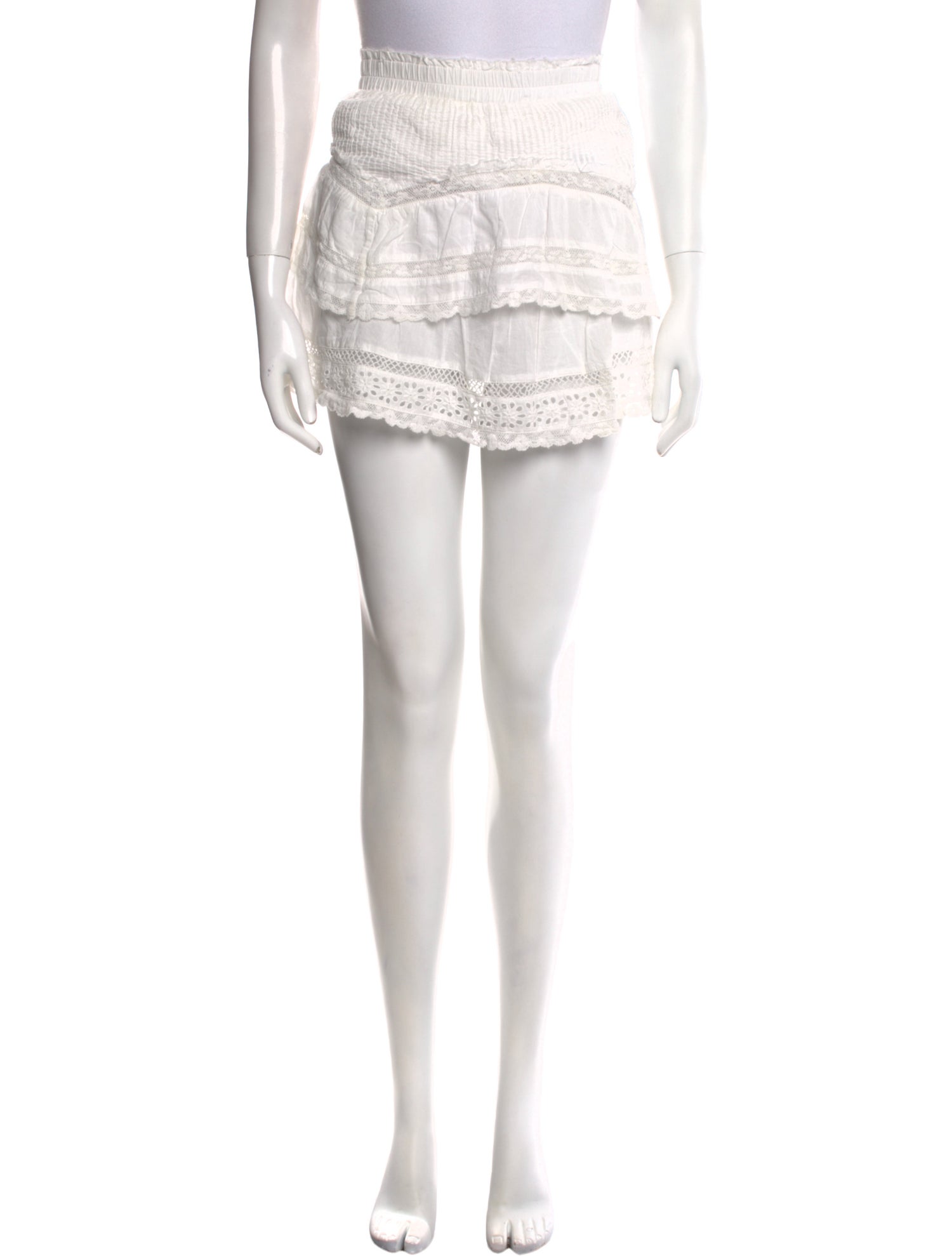 LoveShackFancy Embroidered Accent Mini Skirt