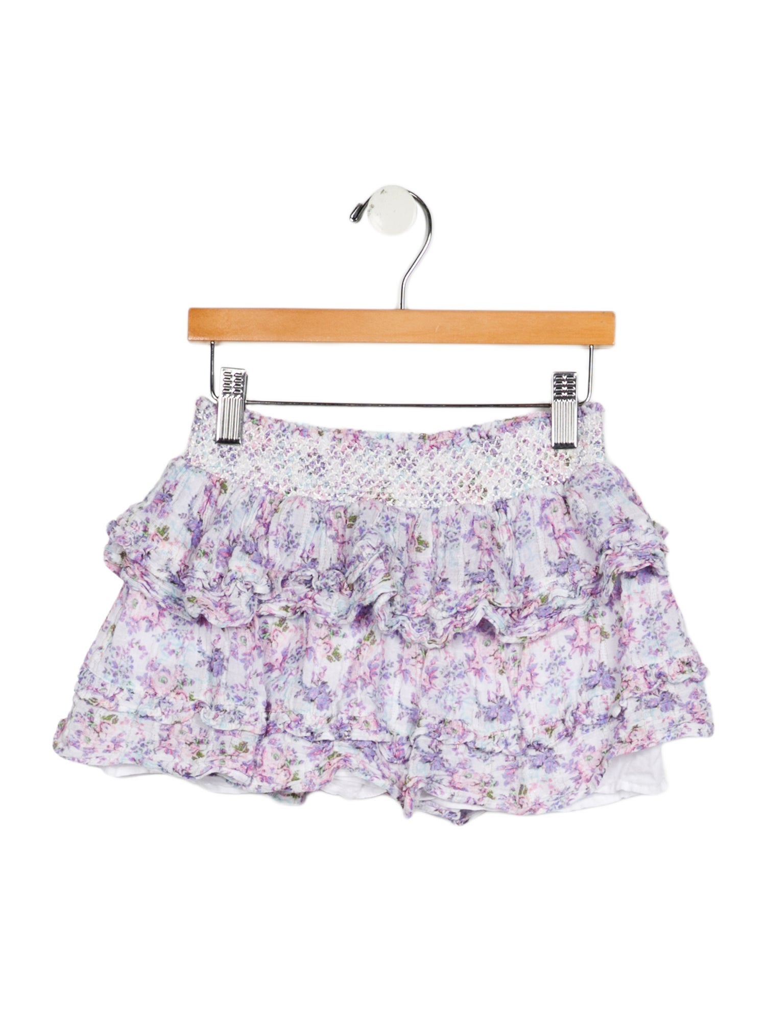 LoveShackFancy Girls' Patterned Tiered Skirt