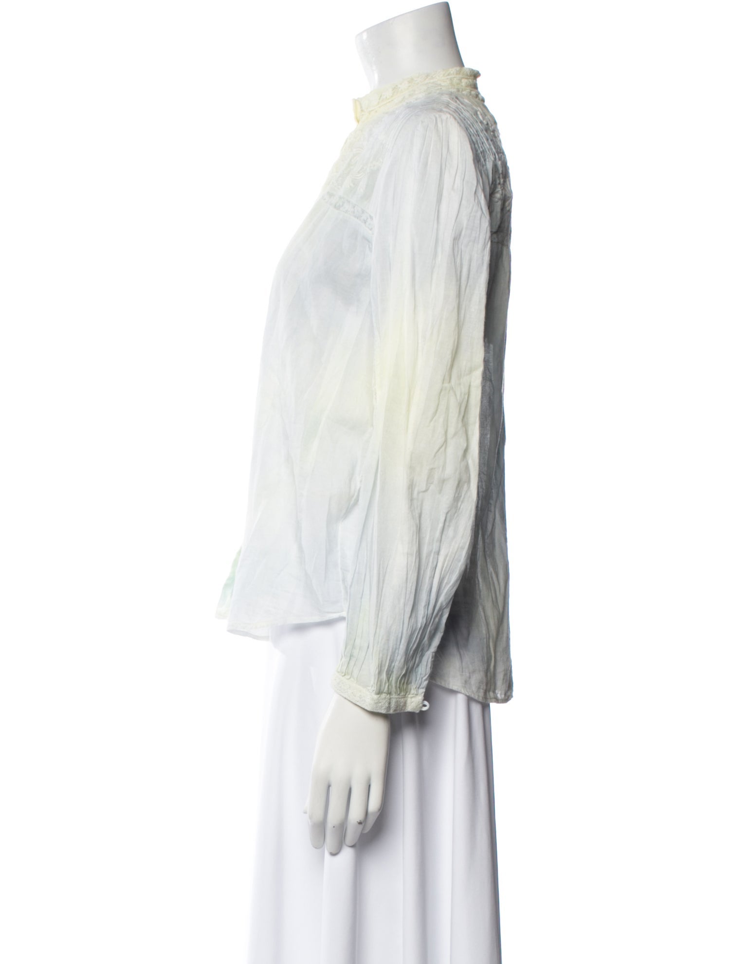 LoveShackFancy Printed Mock Neck Button-Up Top