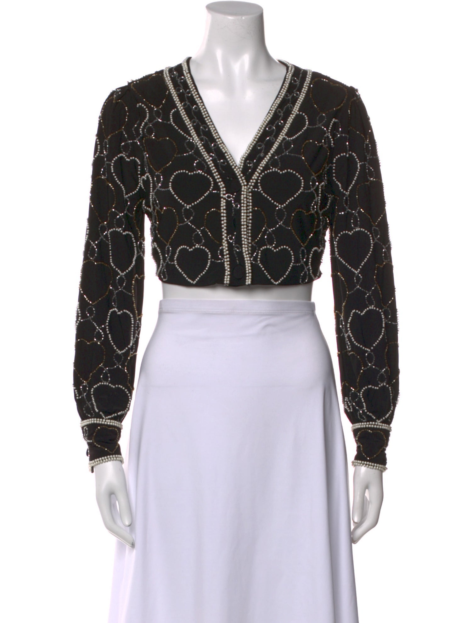 LoveShackFancy Paisley Print V-Neck Crop Top