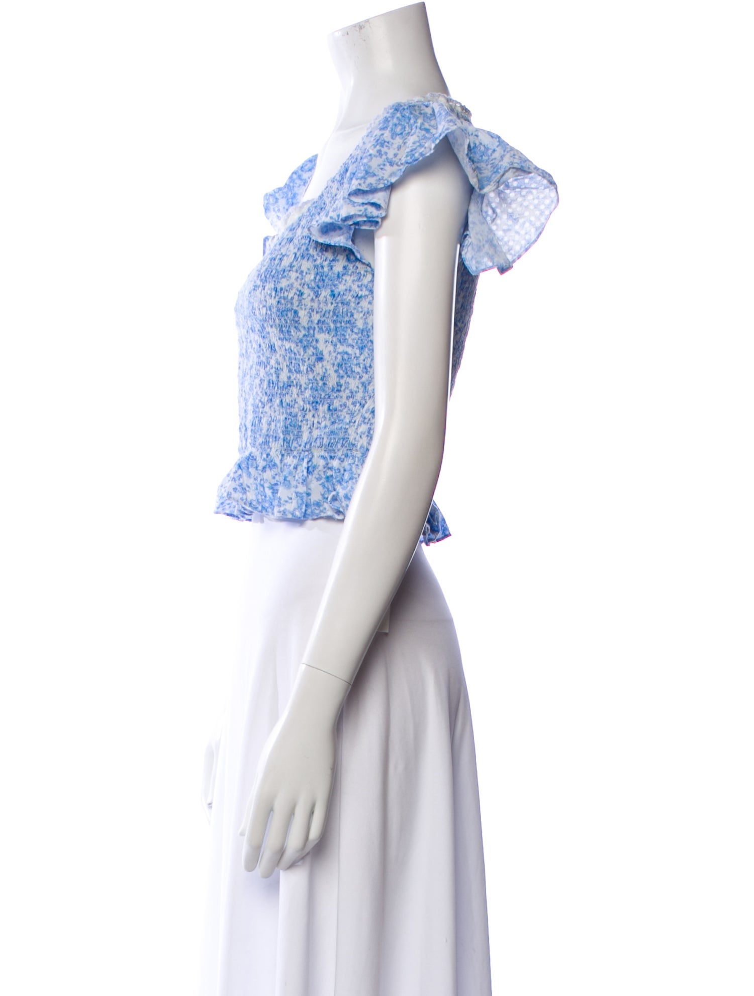 LoveShackFancy Printed Scoop Neck Crop Top