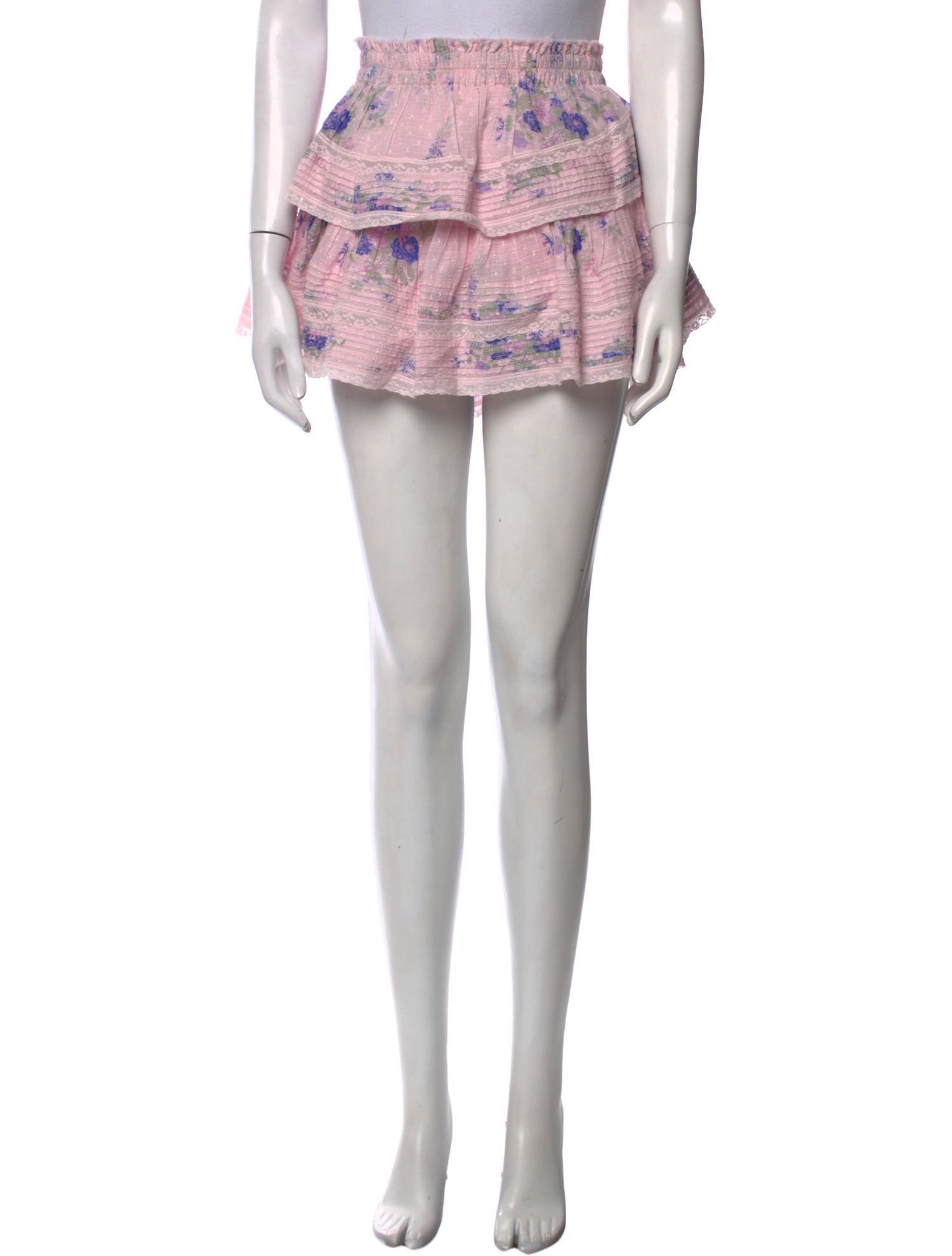 LoveShackFancy Floral Print Mini Skirt