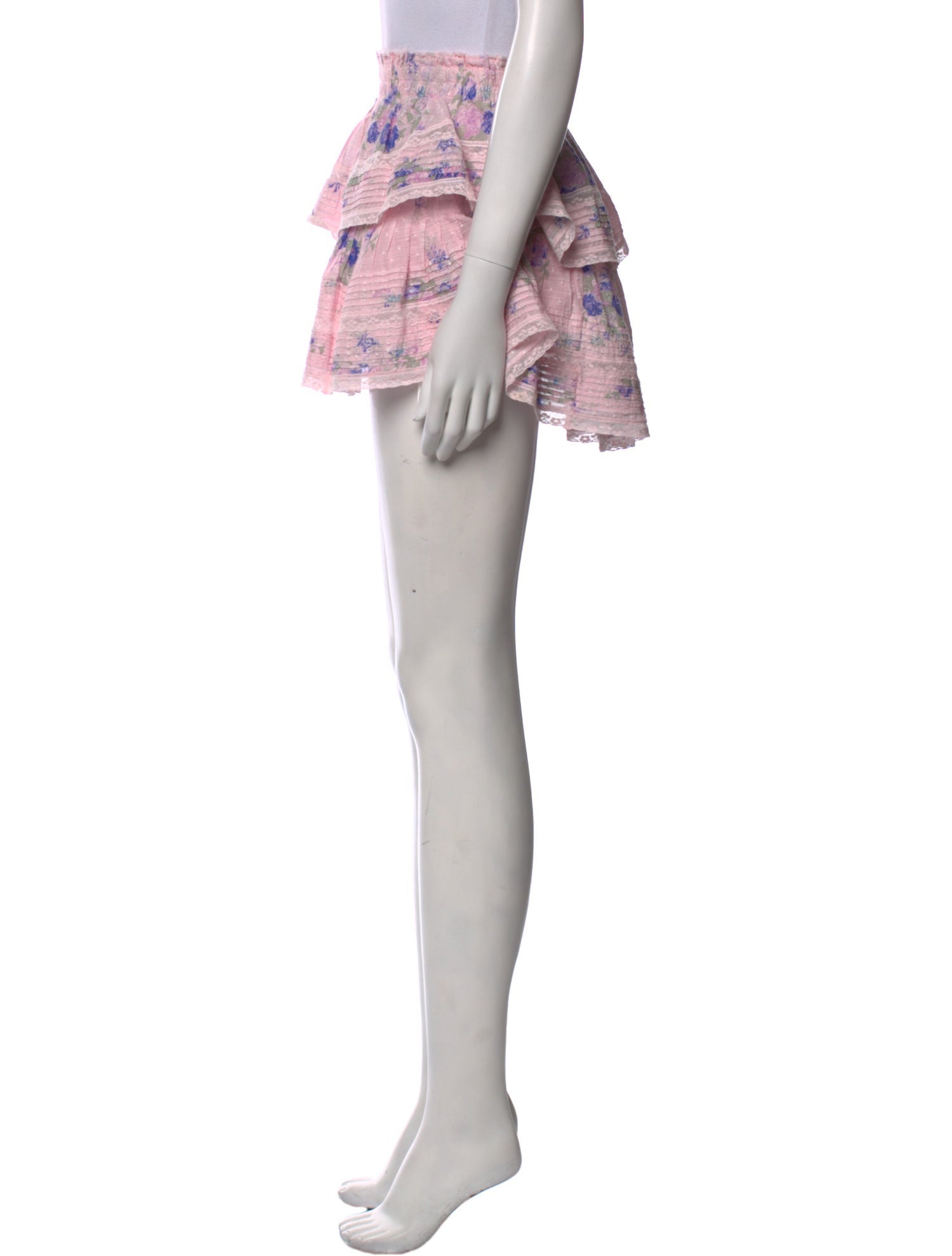 LoveShackFancy Floral Print Mini Skirt