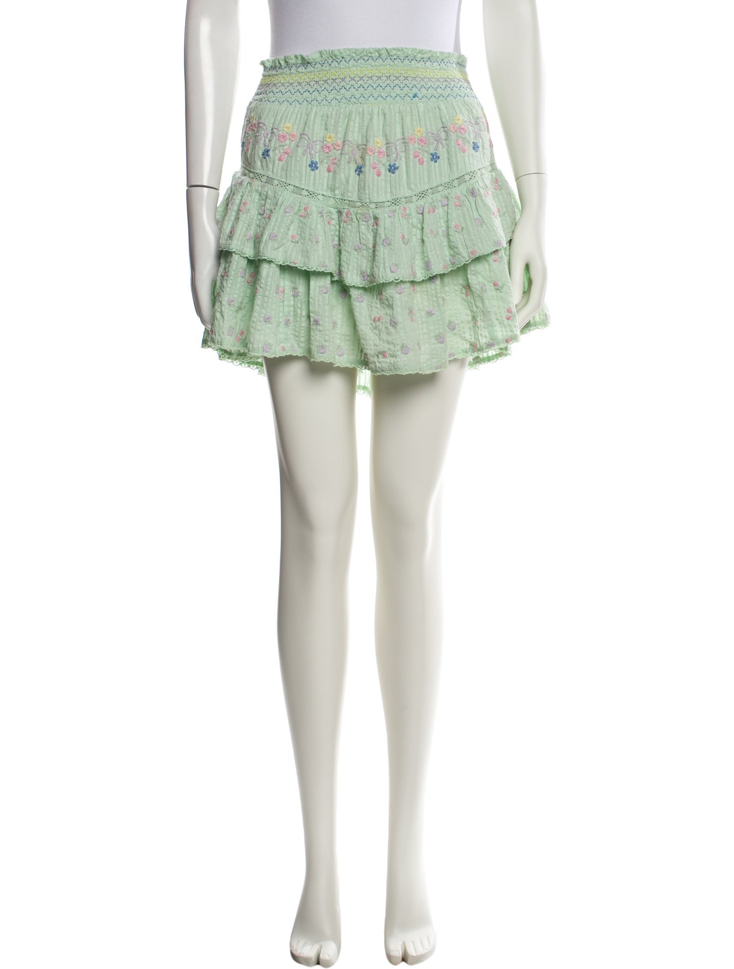 LoveShackFancy Floral Print Mini Skirt