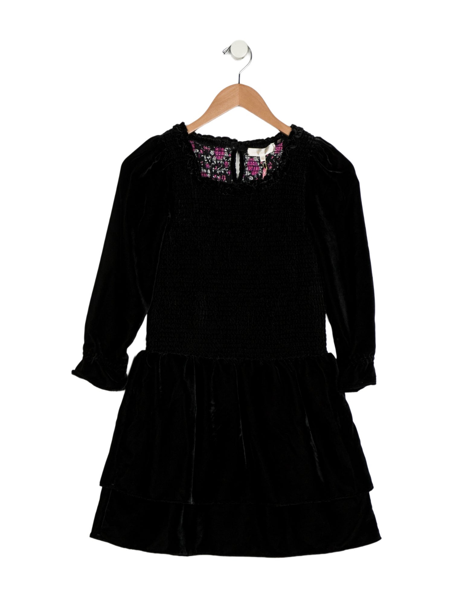 LoveShackFancy Girls' Velvet Long Sleeve Dress w/Tags