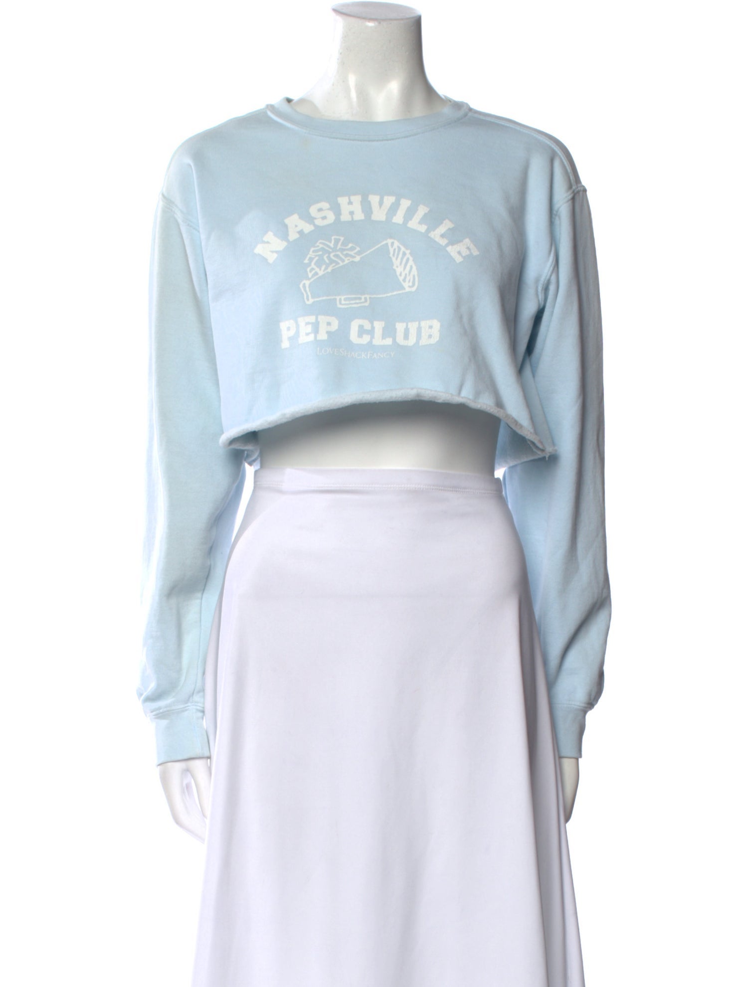 LoveShackFancy Graphic Print Crew Neck Crop Top