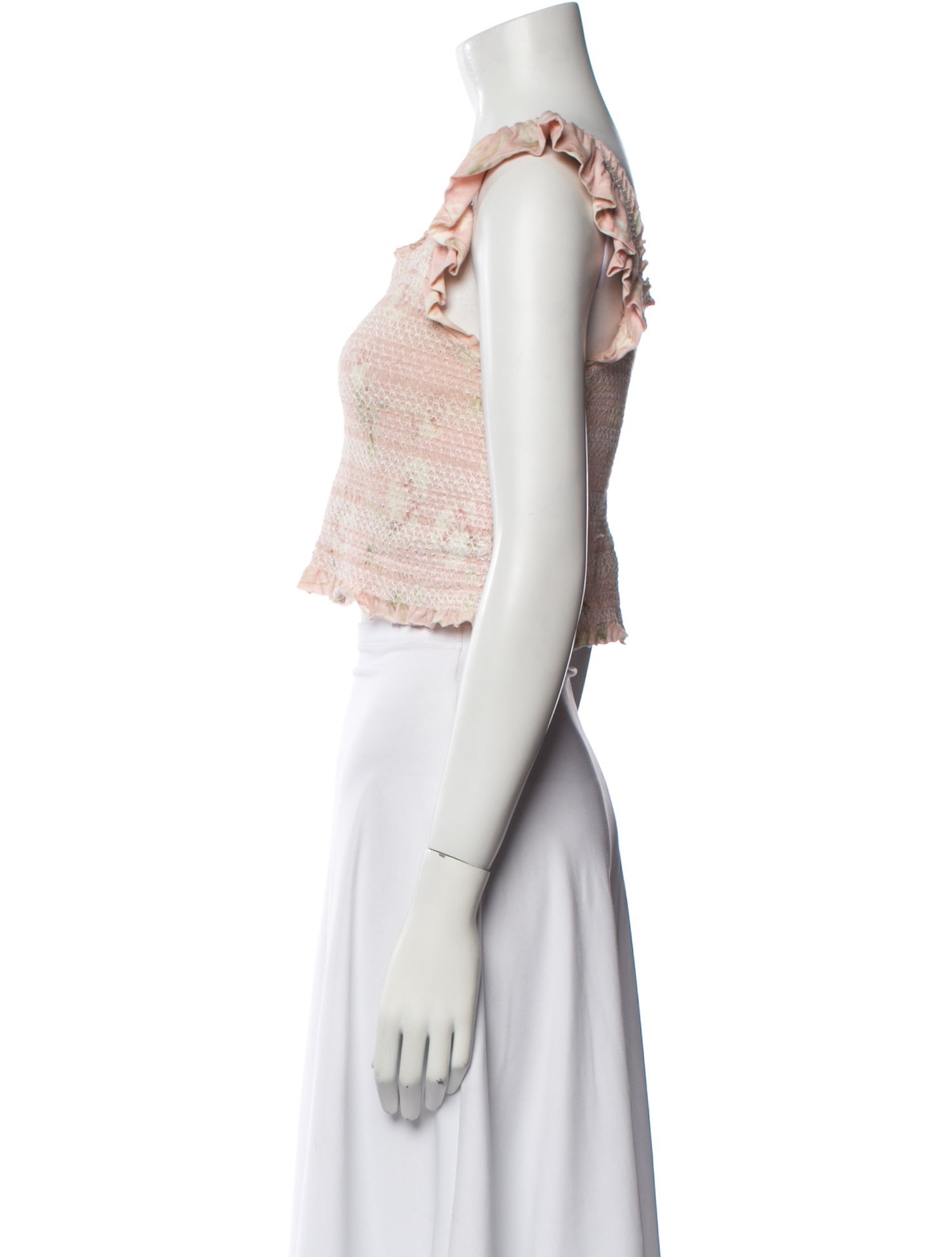 LoveShackFancy Square Neckline Sleeveless Crop Top