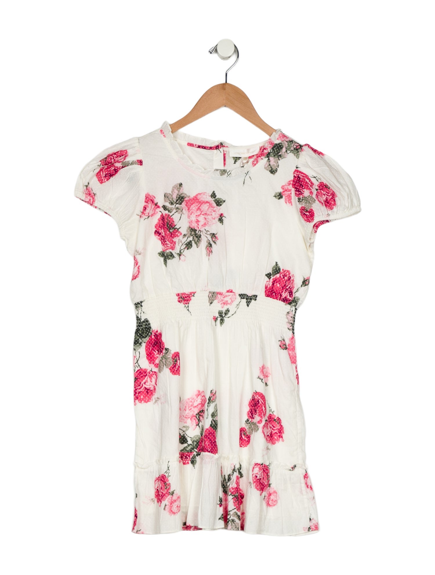 LoveShackFancy Girls' Print Shot Sleeve Dress w/Tags