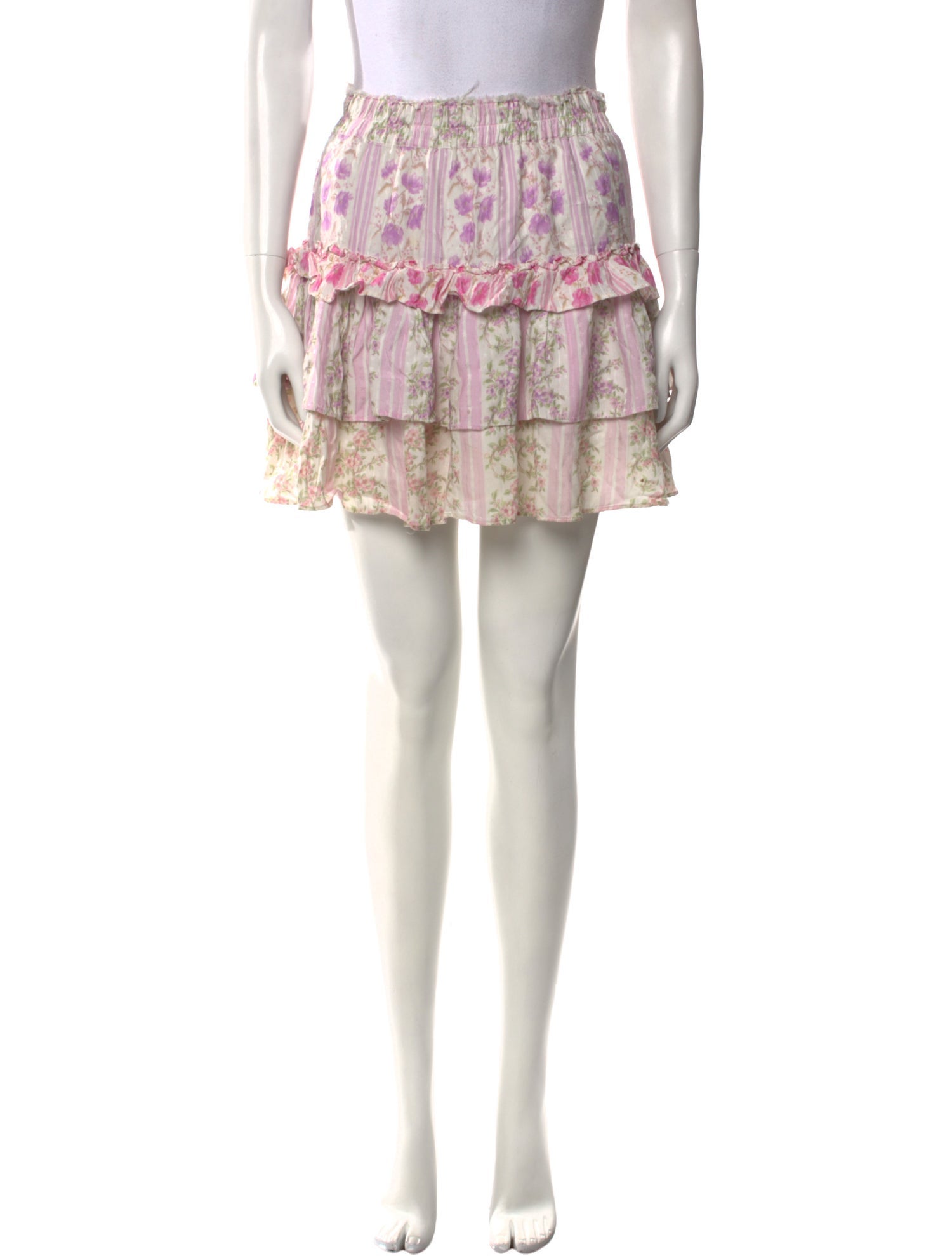 LoveShackFancy Floral Print Mini Skirt