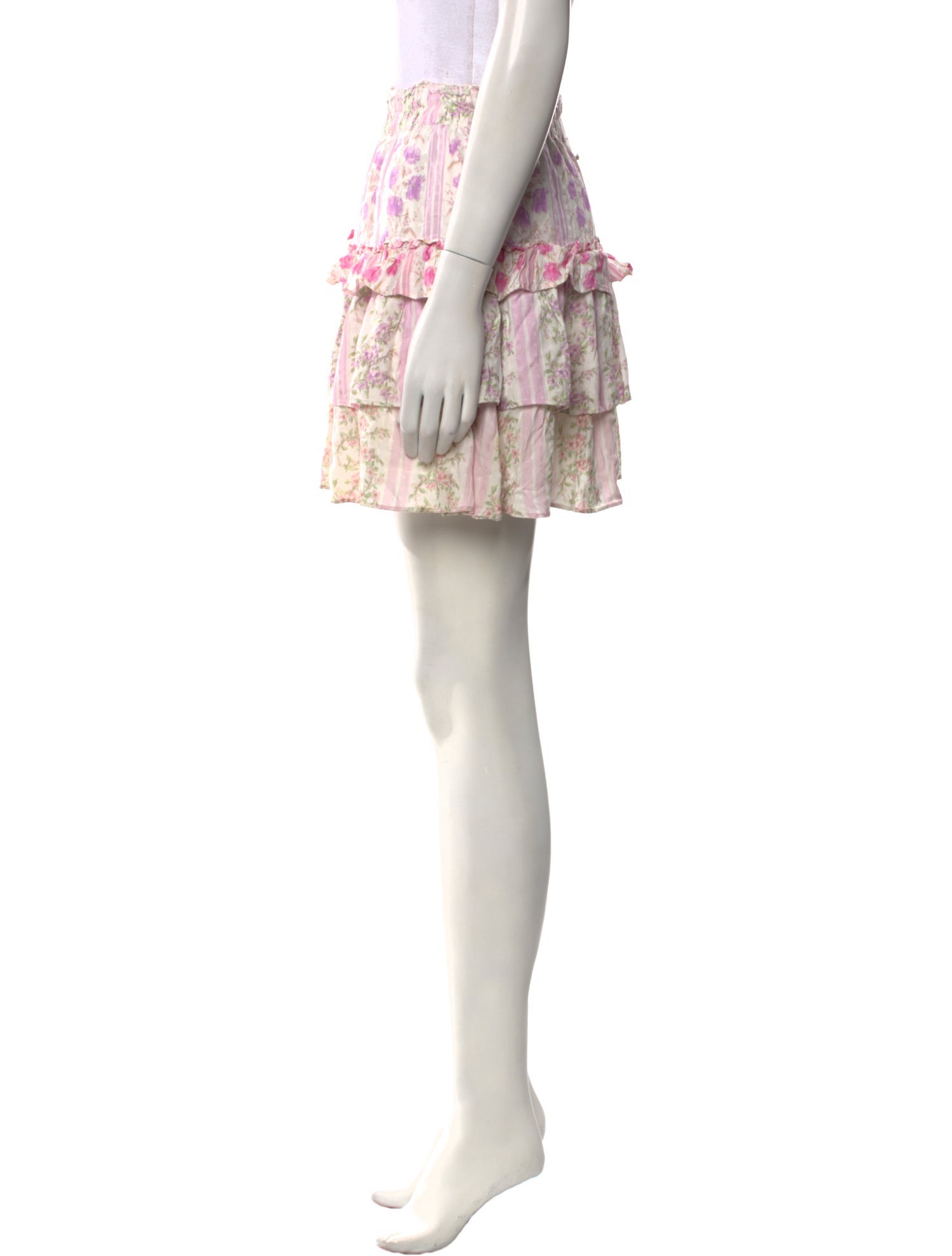 LoveShackFancy Floral Print Mini Skirt