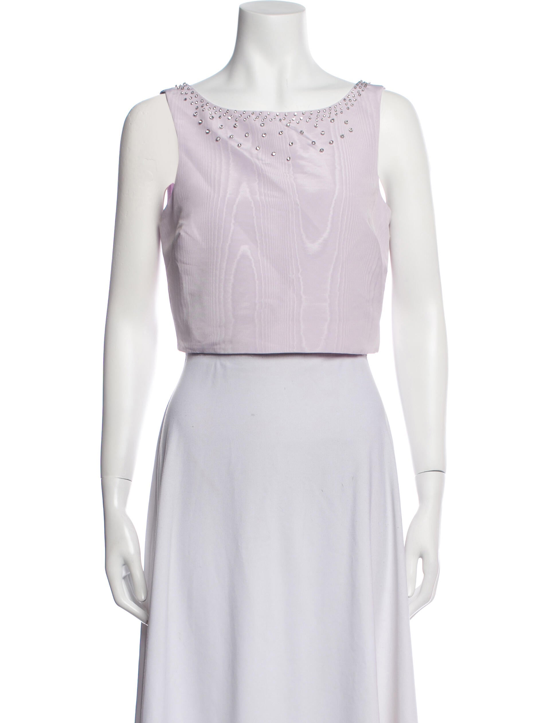 LoveShackFancy Bateau Neckline Sleeveless Crop Top