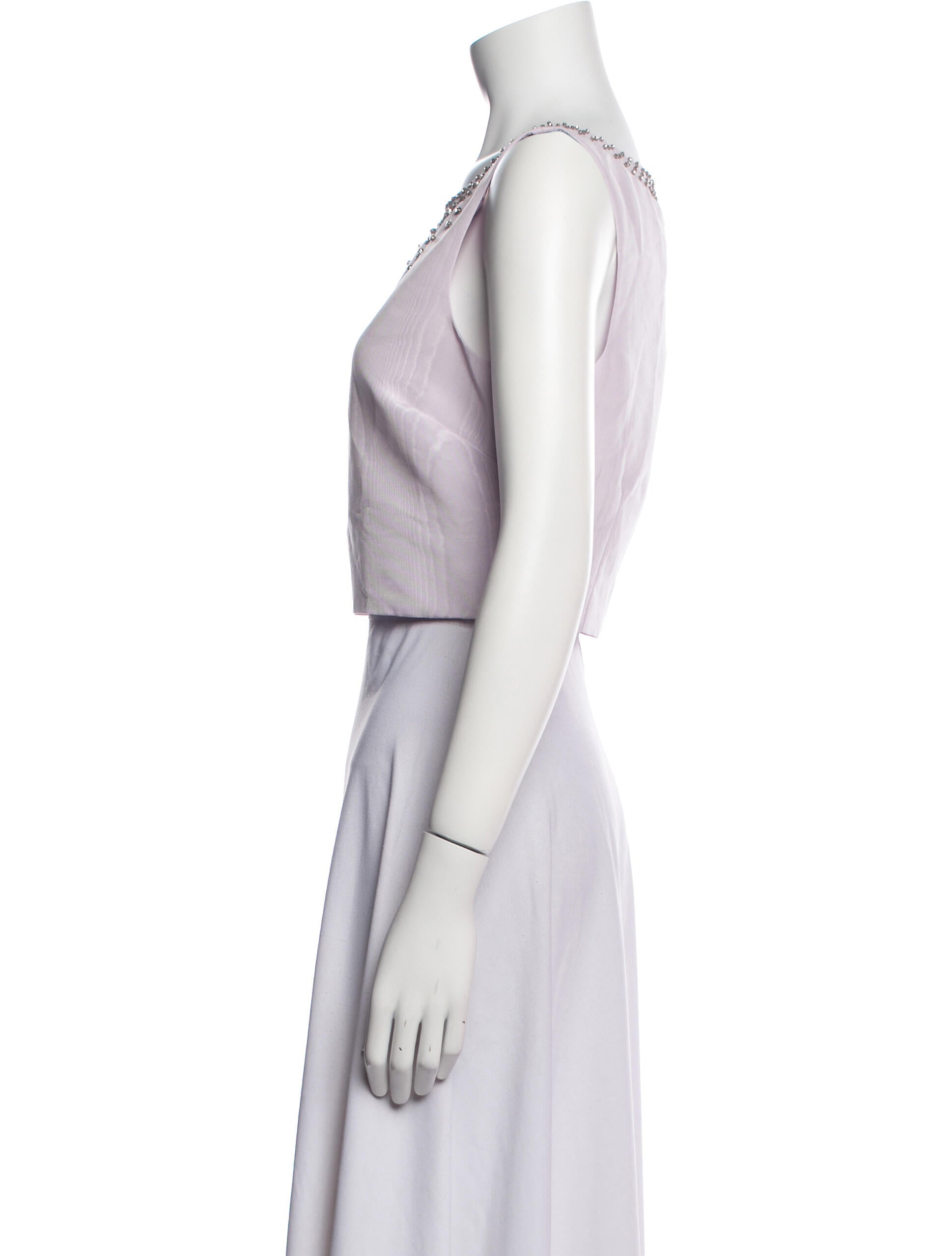 LoveShackFancy Bateau Neckline Sleeveless Crop Top