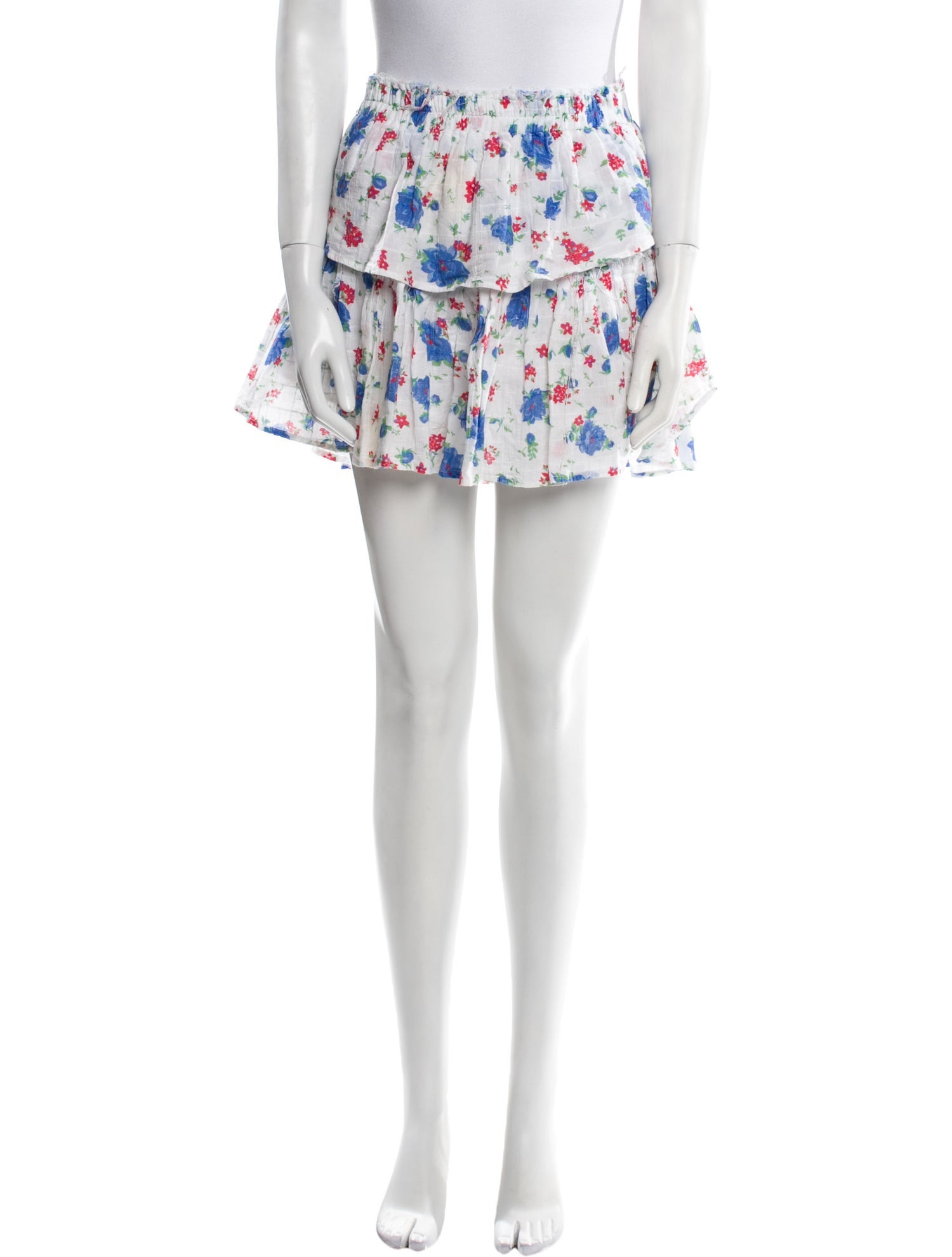 LoveShackFancy Floral Print Mini Skirt