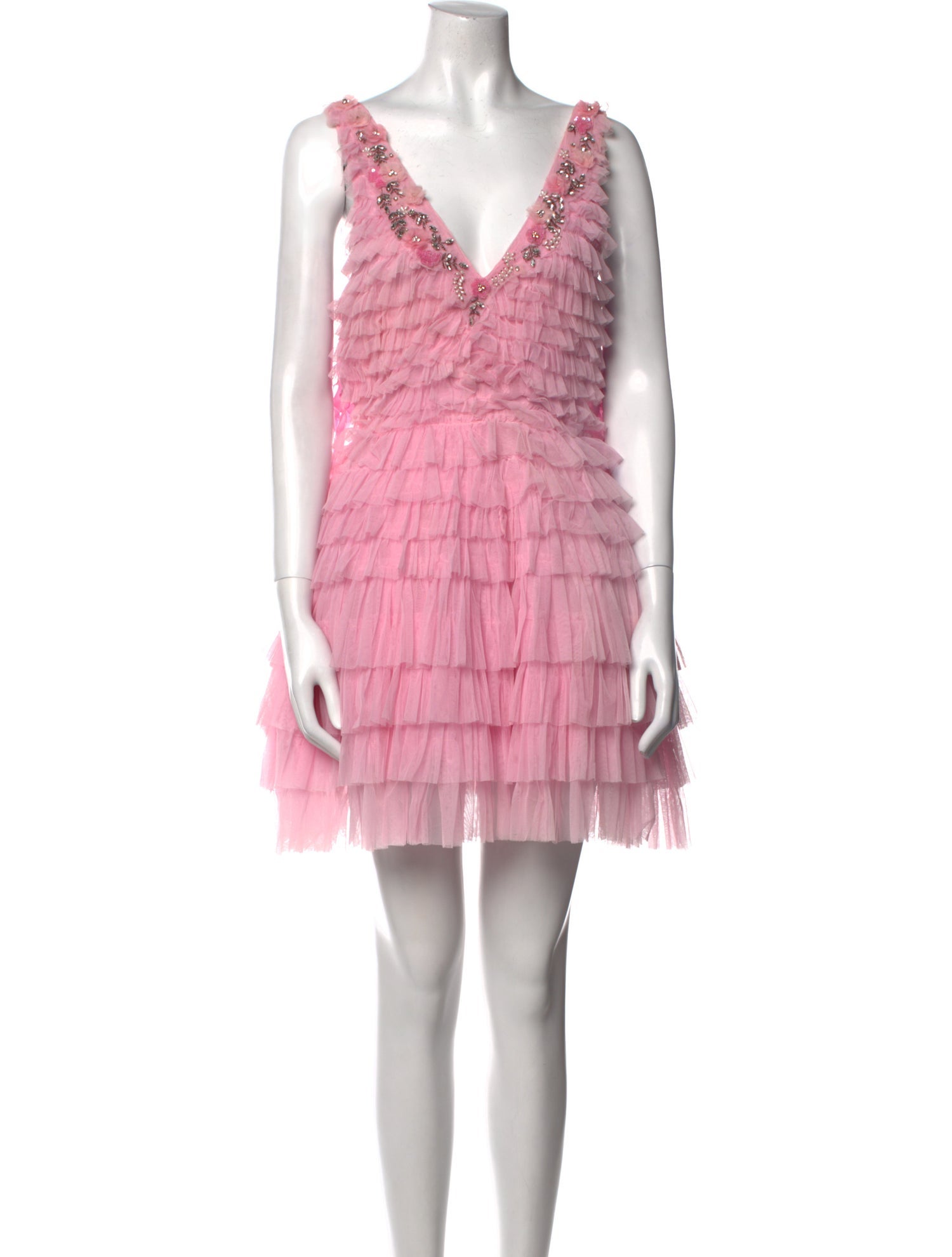 LoveShackFancy V-Neck Mini Dress