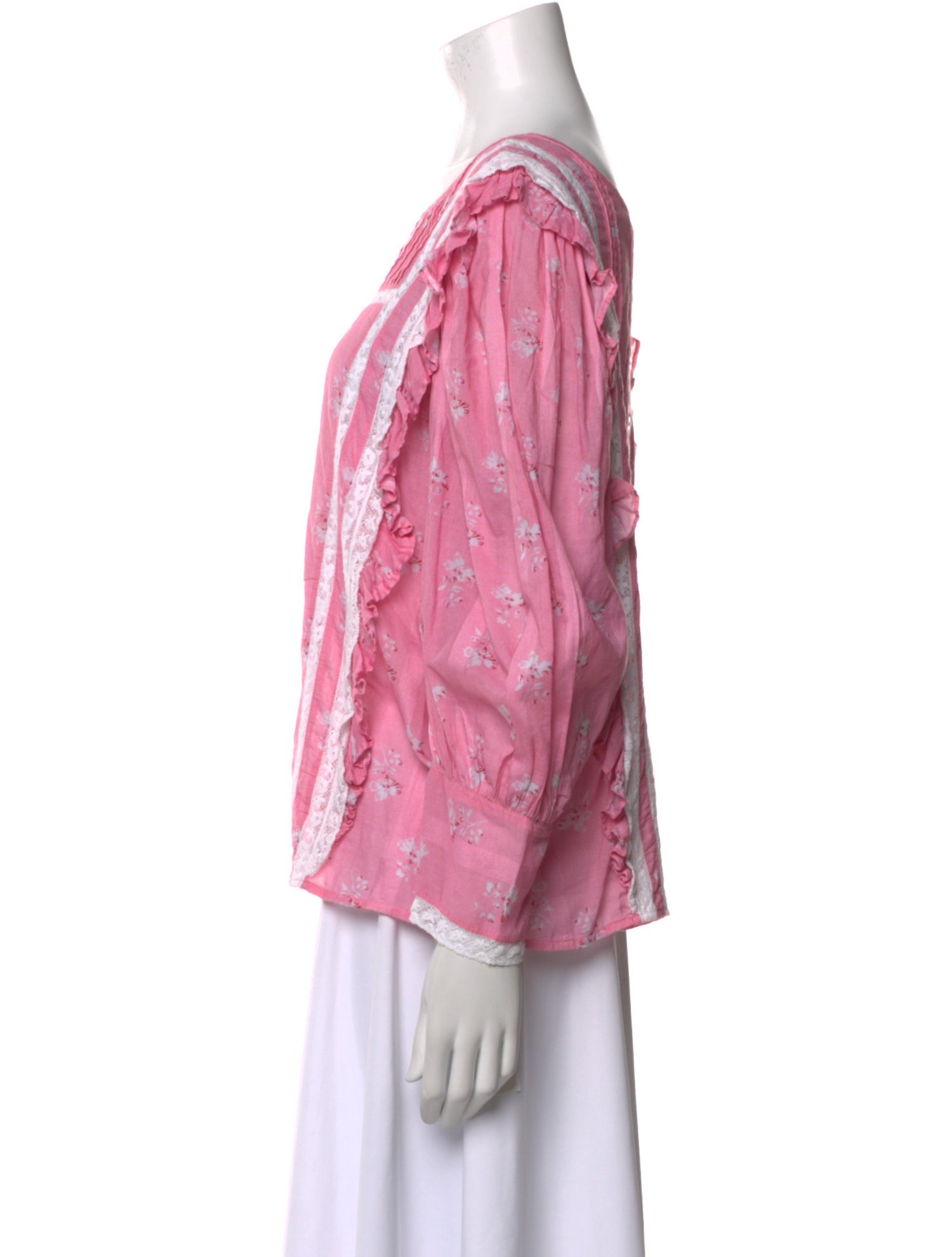 LoveShackFancy Printed Bateau Neckline Blouse