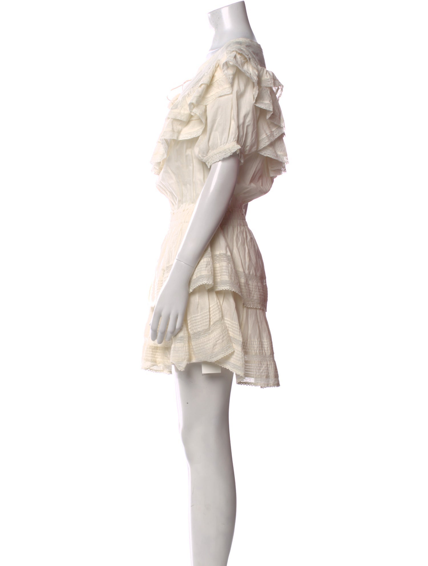 LoveShackFancy Tie Neck Mini Dress