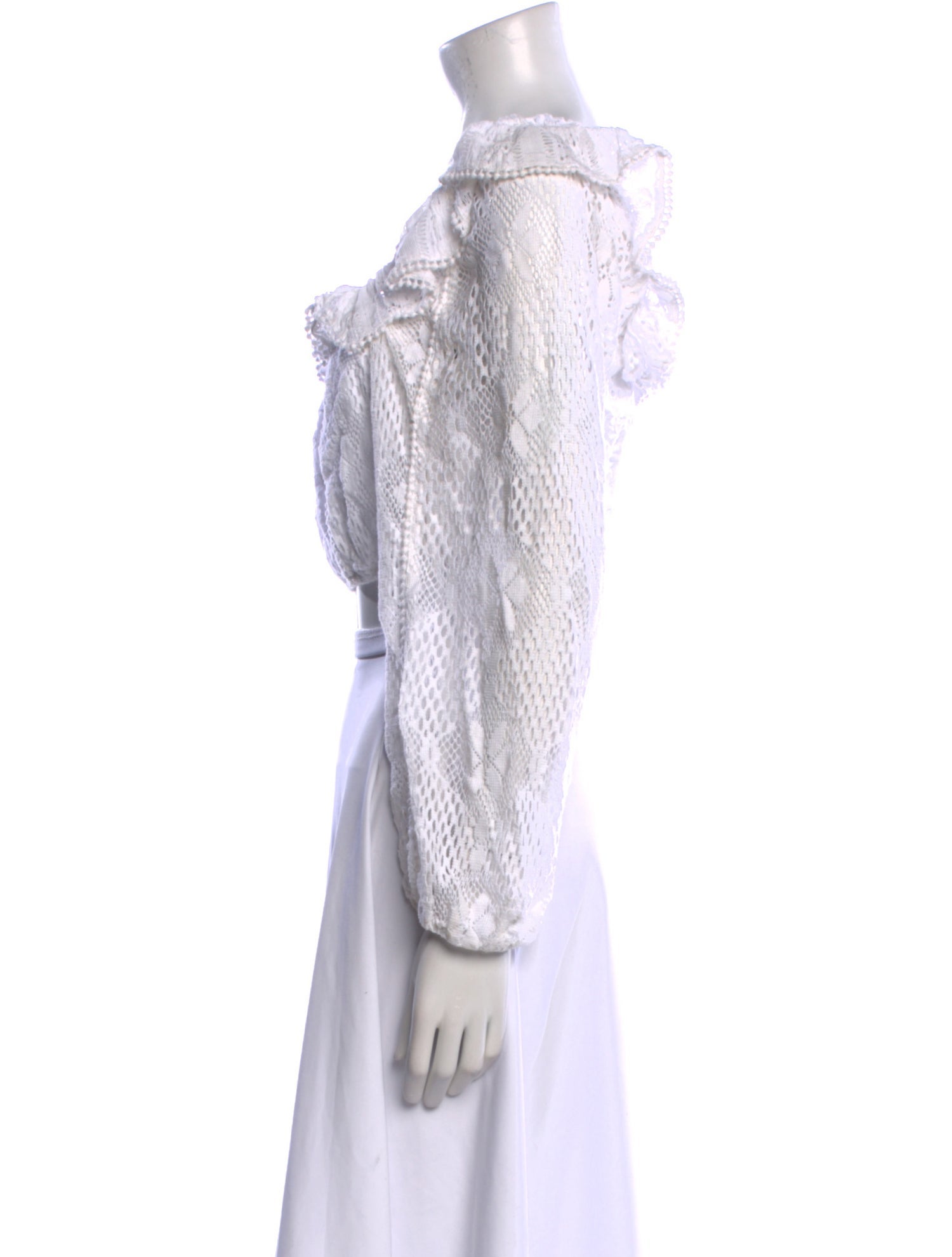 LoveShackFancy Square Neckline Long Sleeve Crop Top