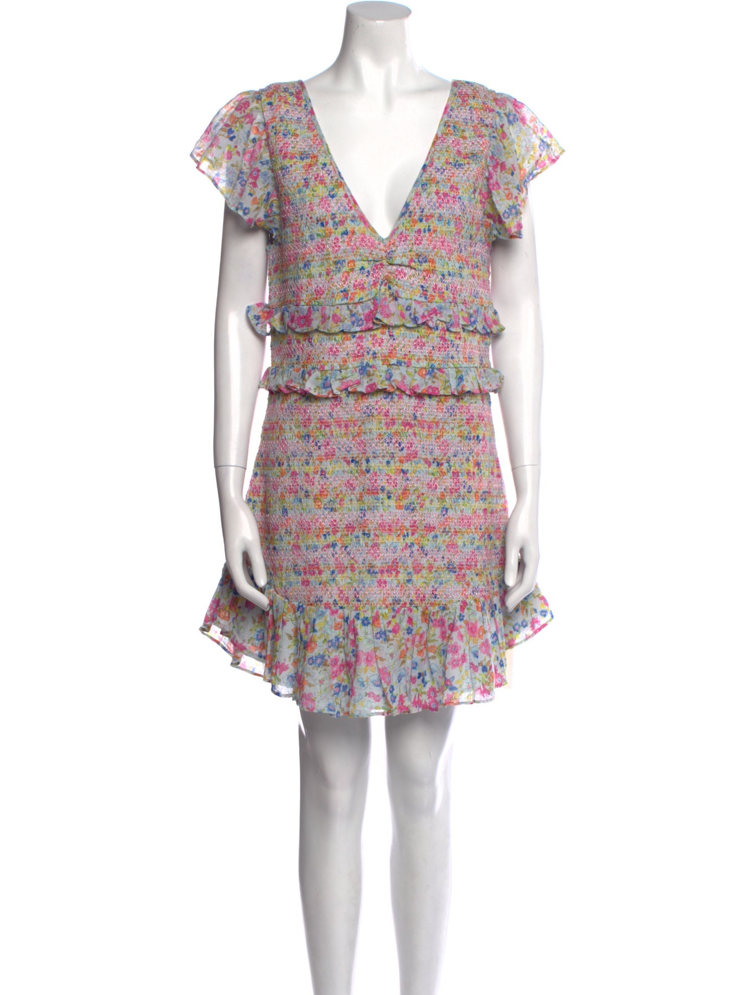 LoveShackFancy Floral Print Mini Dress