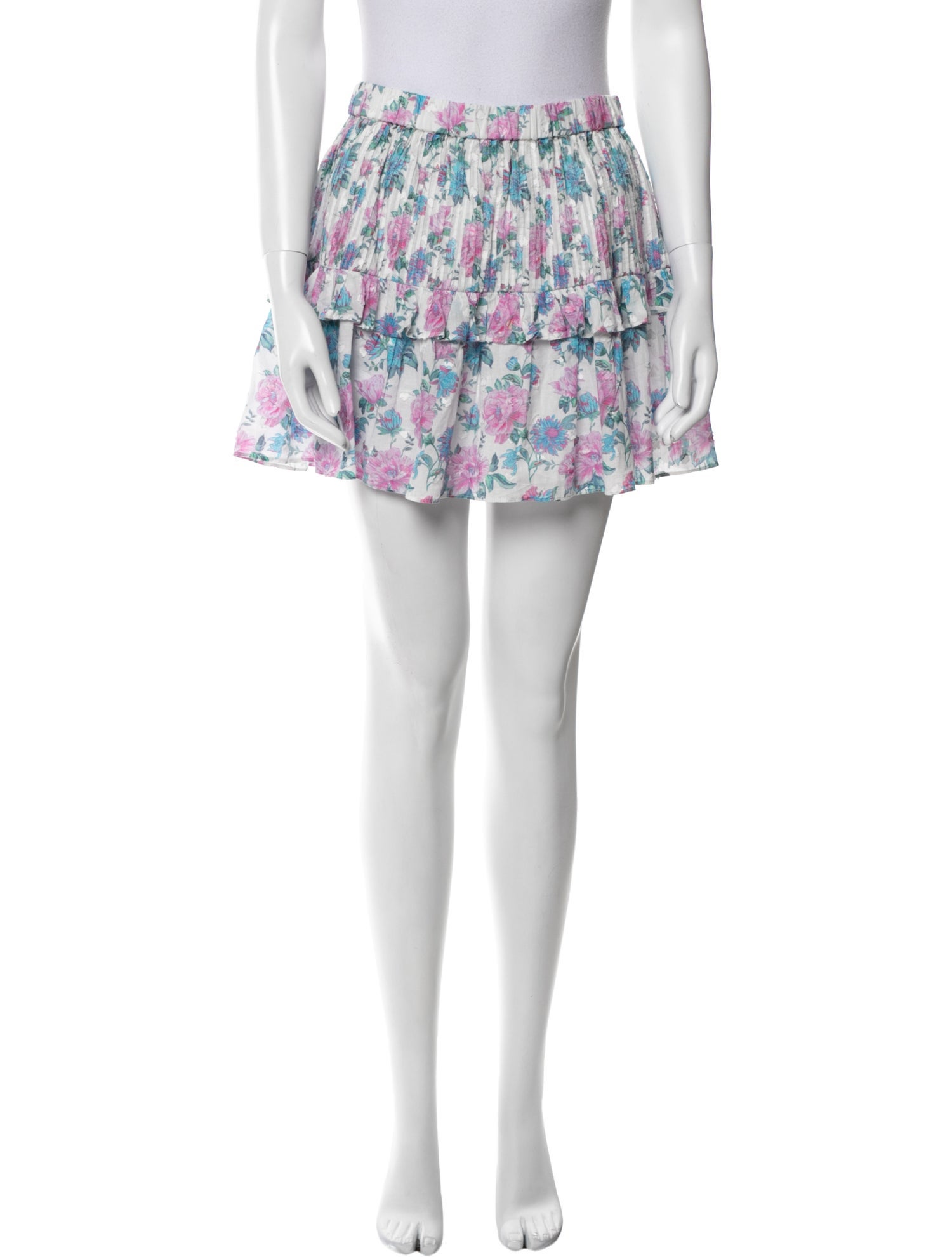 LoveShackFancy Floral Print Mini Skirt