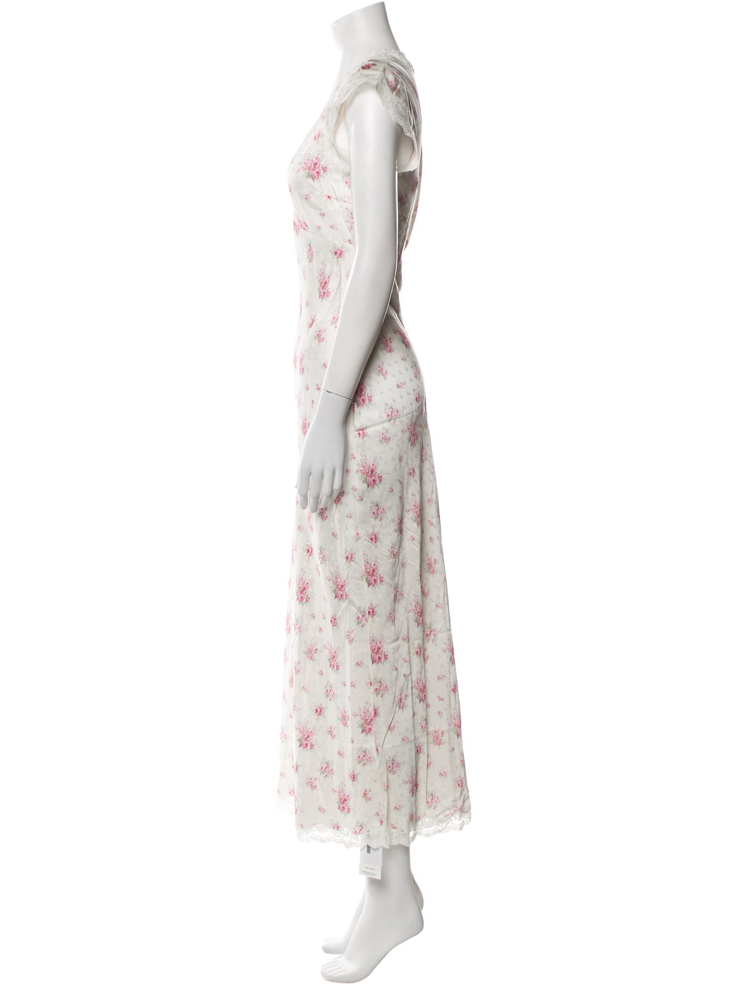 LoveShackFancy Floral Print Lace Trim Embellishment Nightgown