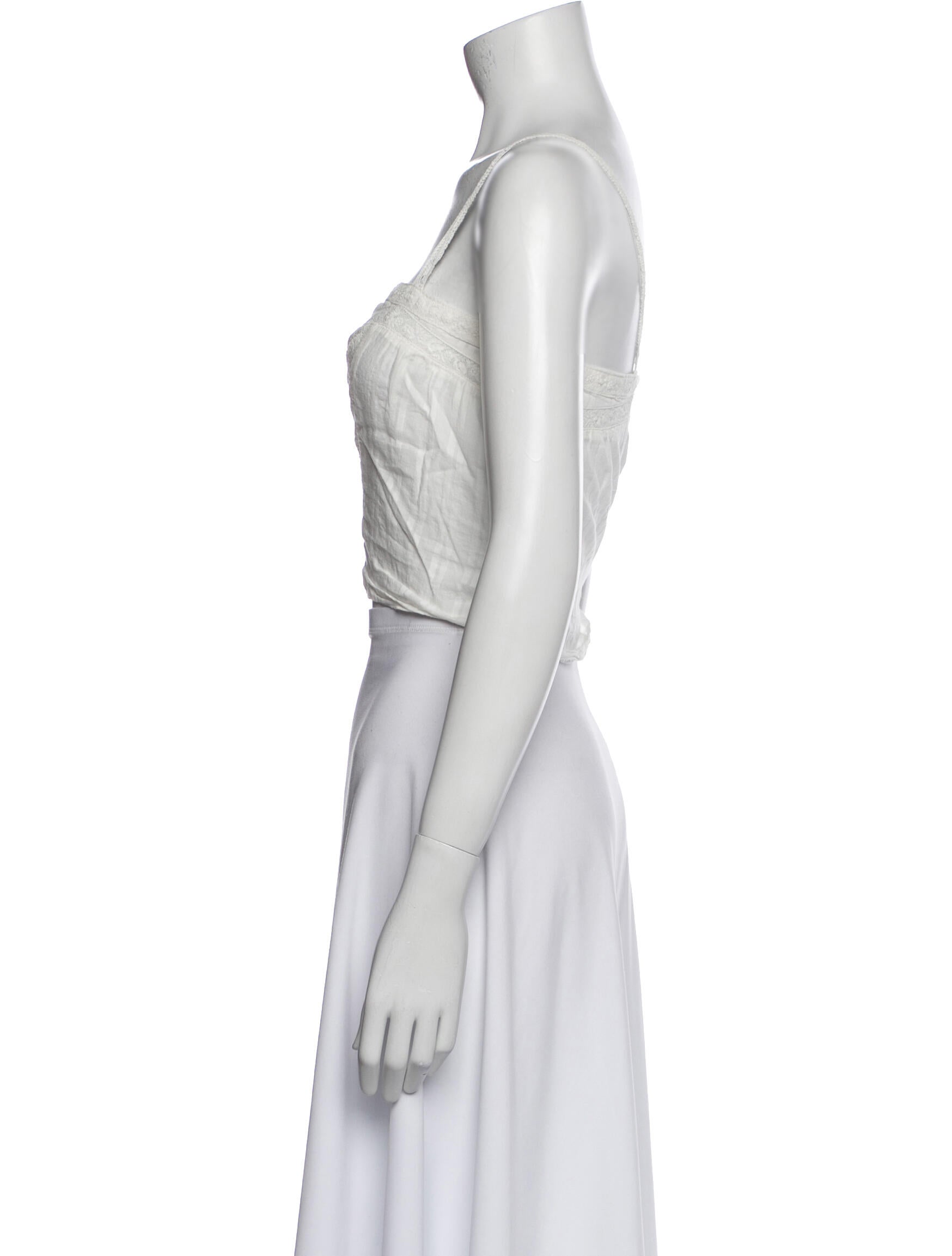 LoveShackFancy Square Neckline Sleeveless Crop Top