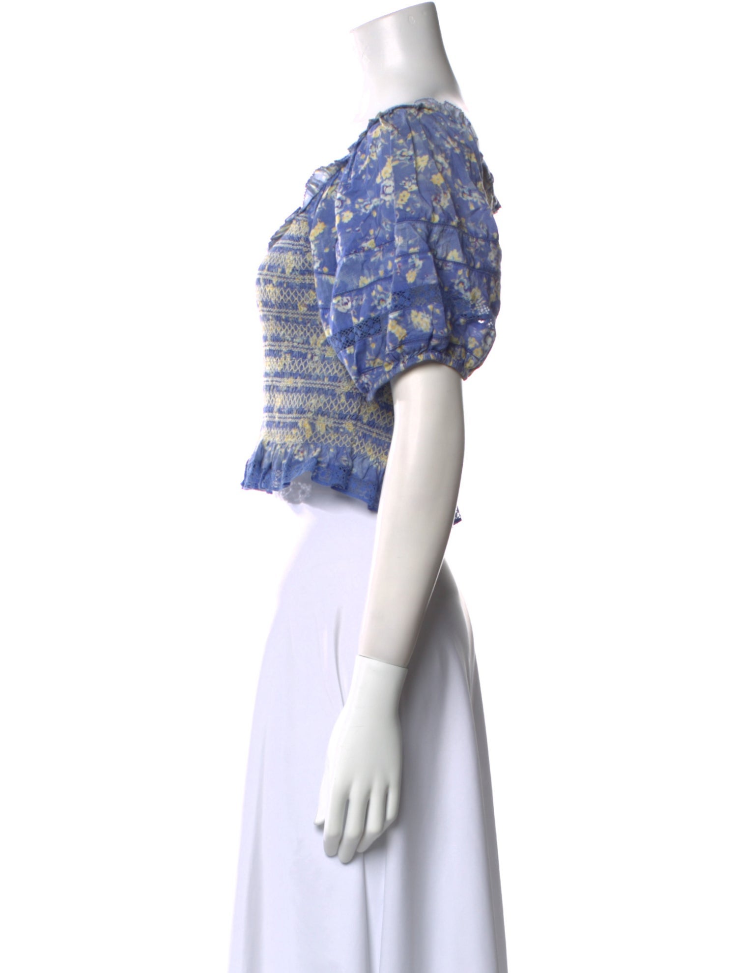 LoveShackFancy Printed Scoop Neck Crop Top