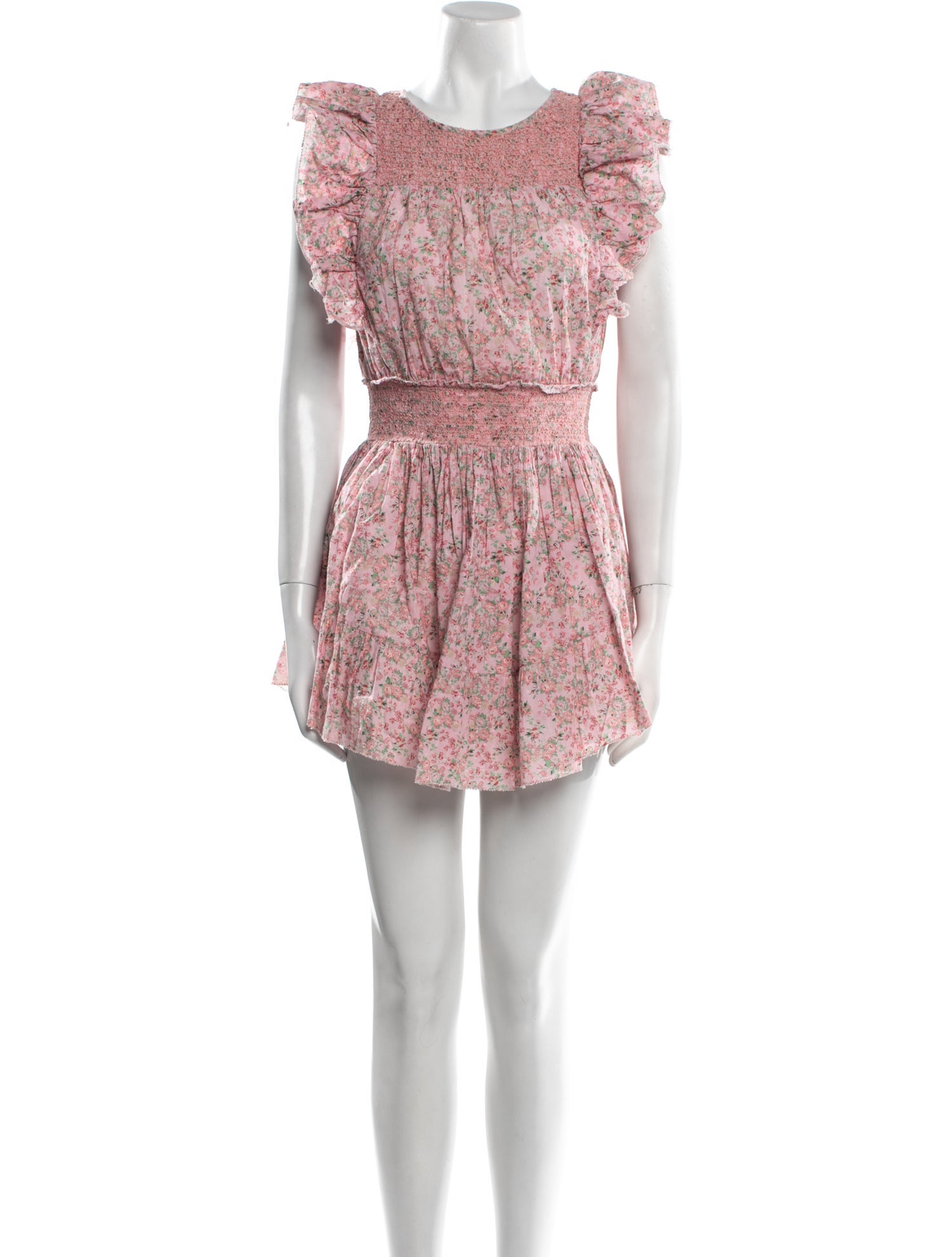 LoveShackFancy Floral Print Mini Dress