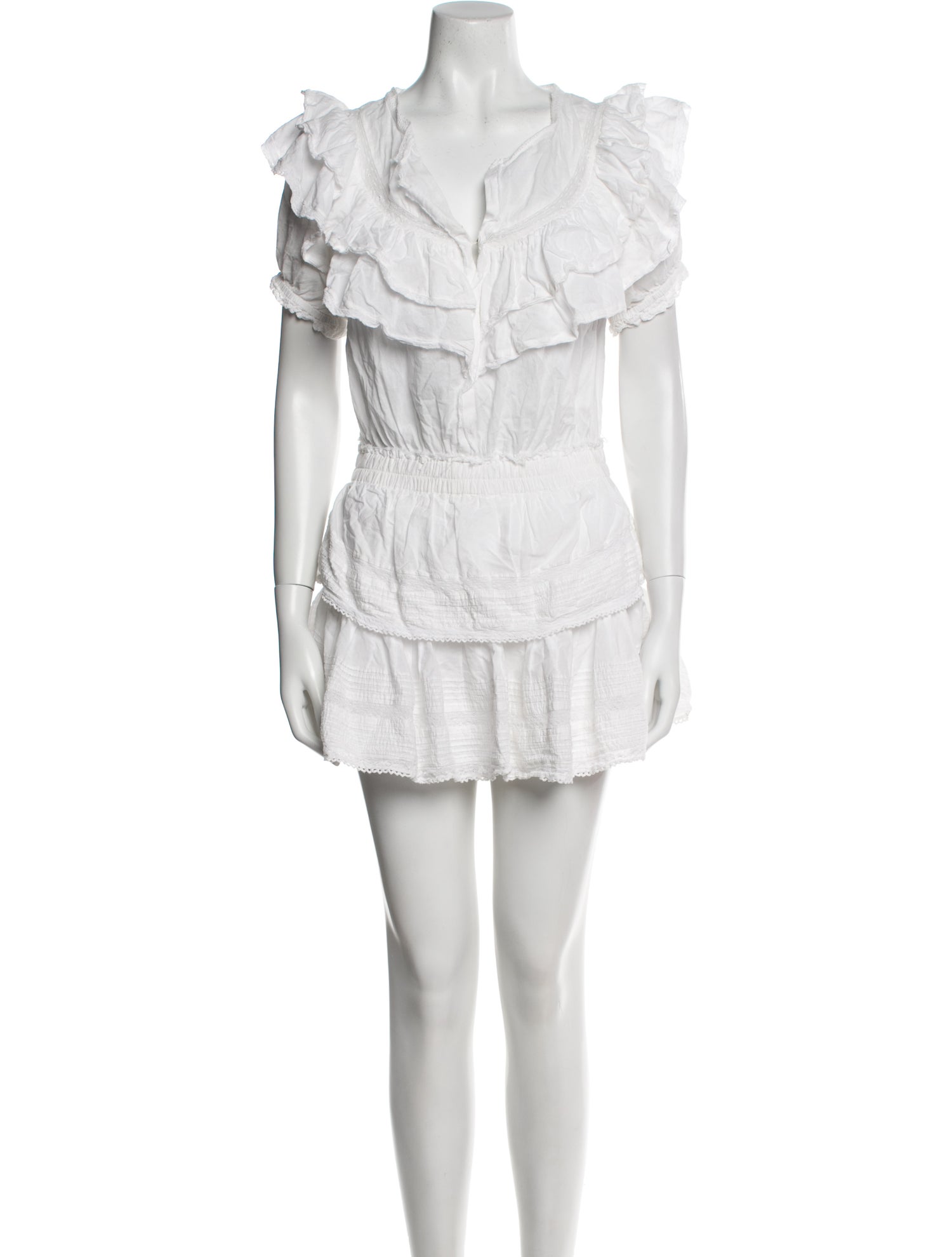 LoveShackFancy V-Neck Mini Dress