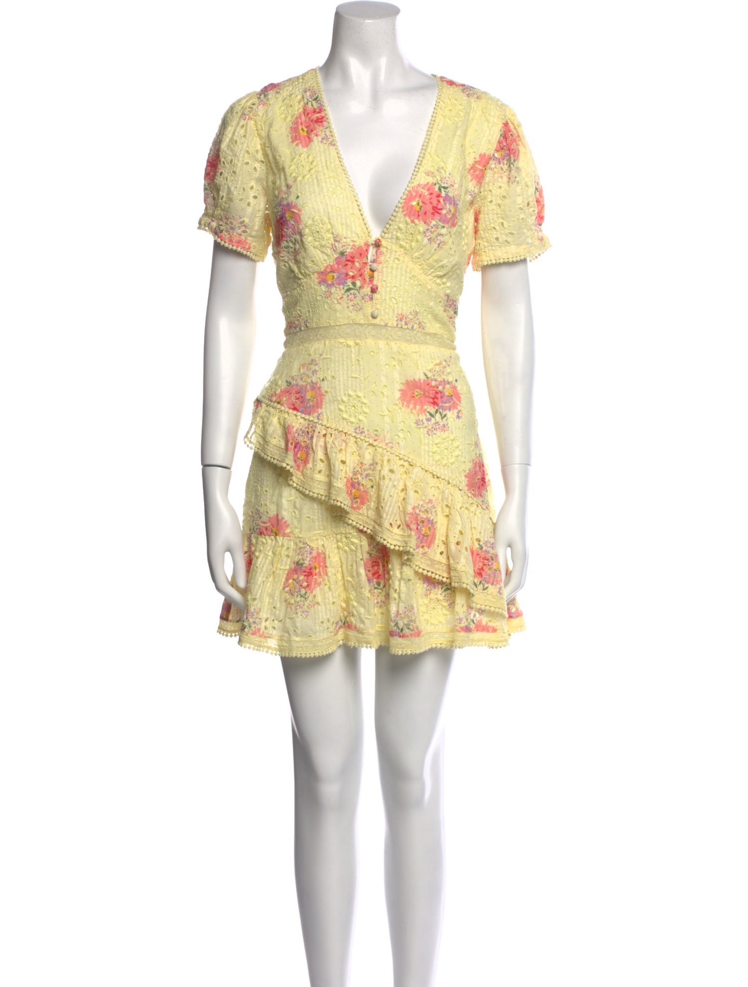 LoveShackFancy Floral Print Mini Dress