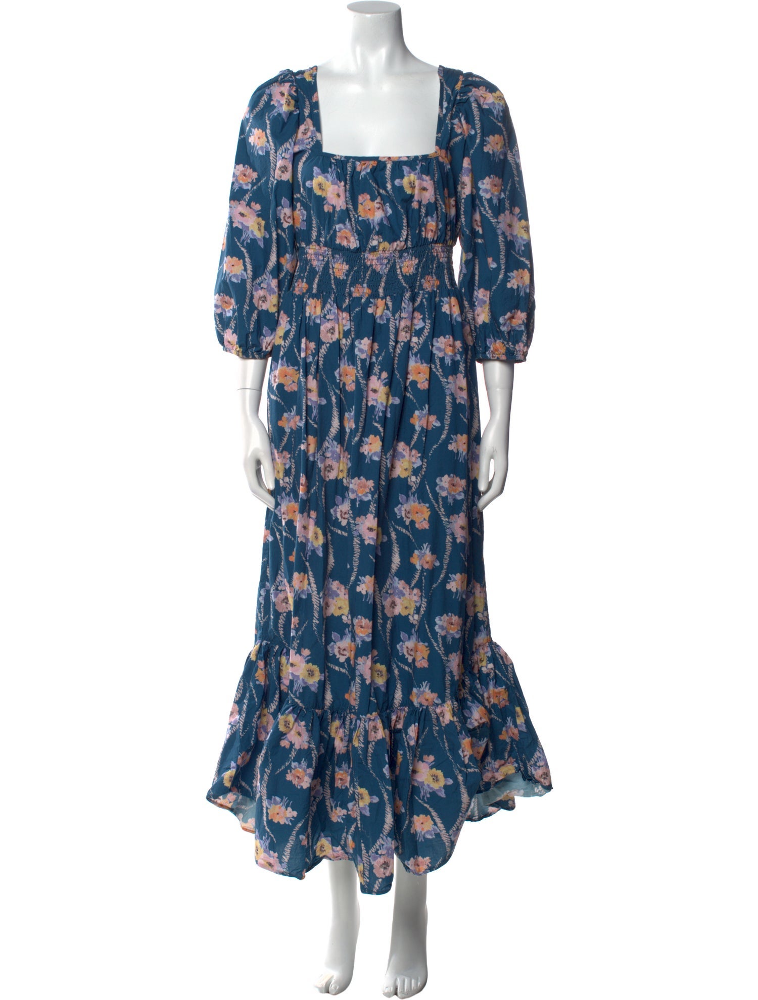 LoveShackFancy Floral Print Long Dress