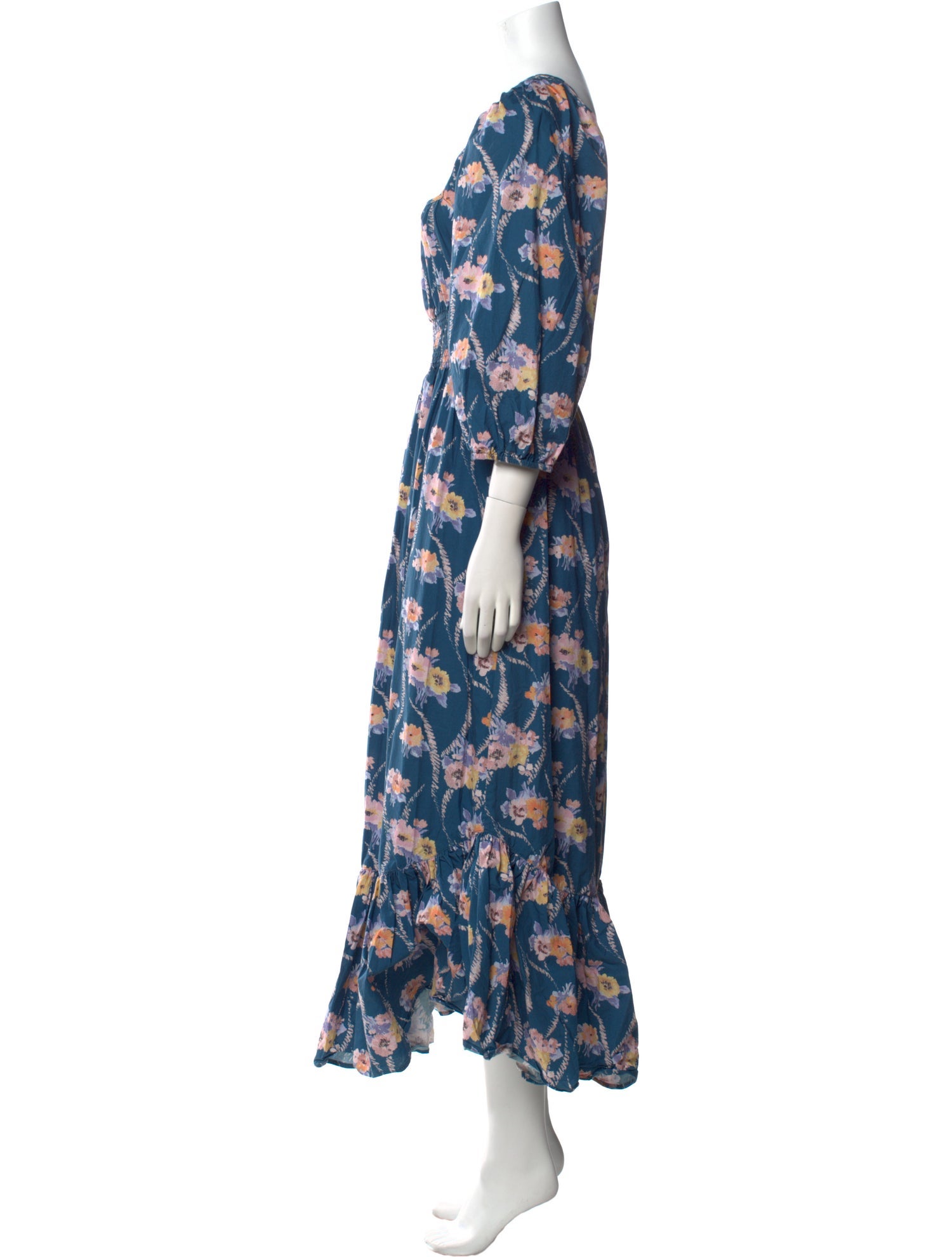 LoveShackFancy Floral Print Long Dress
