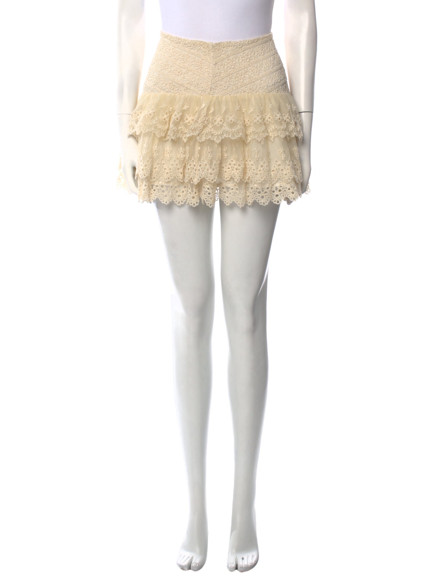 LoveShackFancy Eyelet Trim Mini Skirt