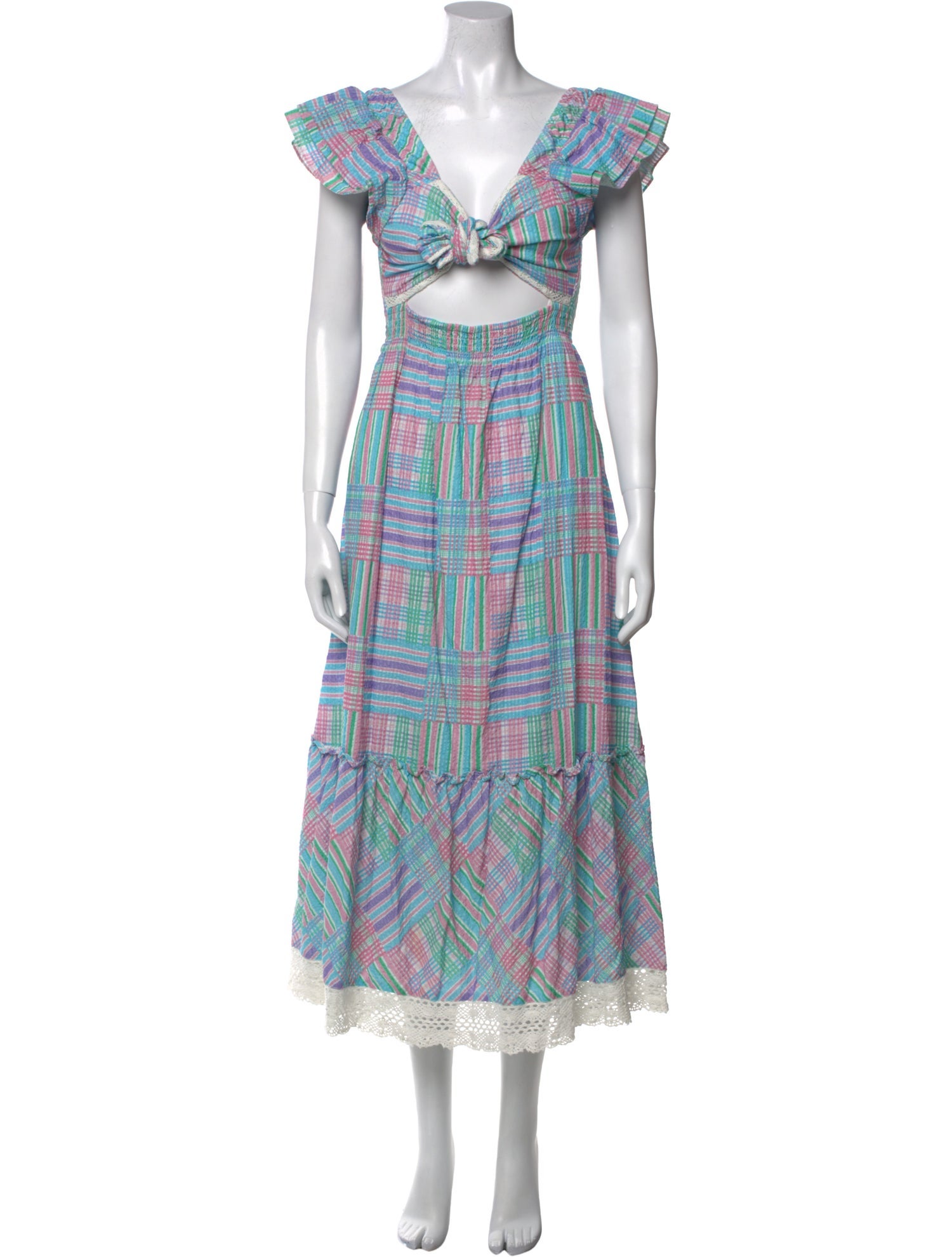 LoveShackFancy Plaid Print Long Dress