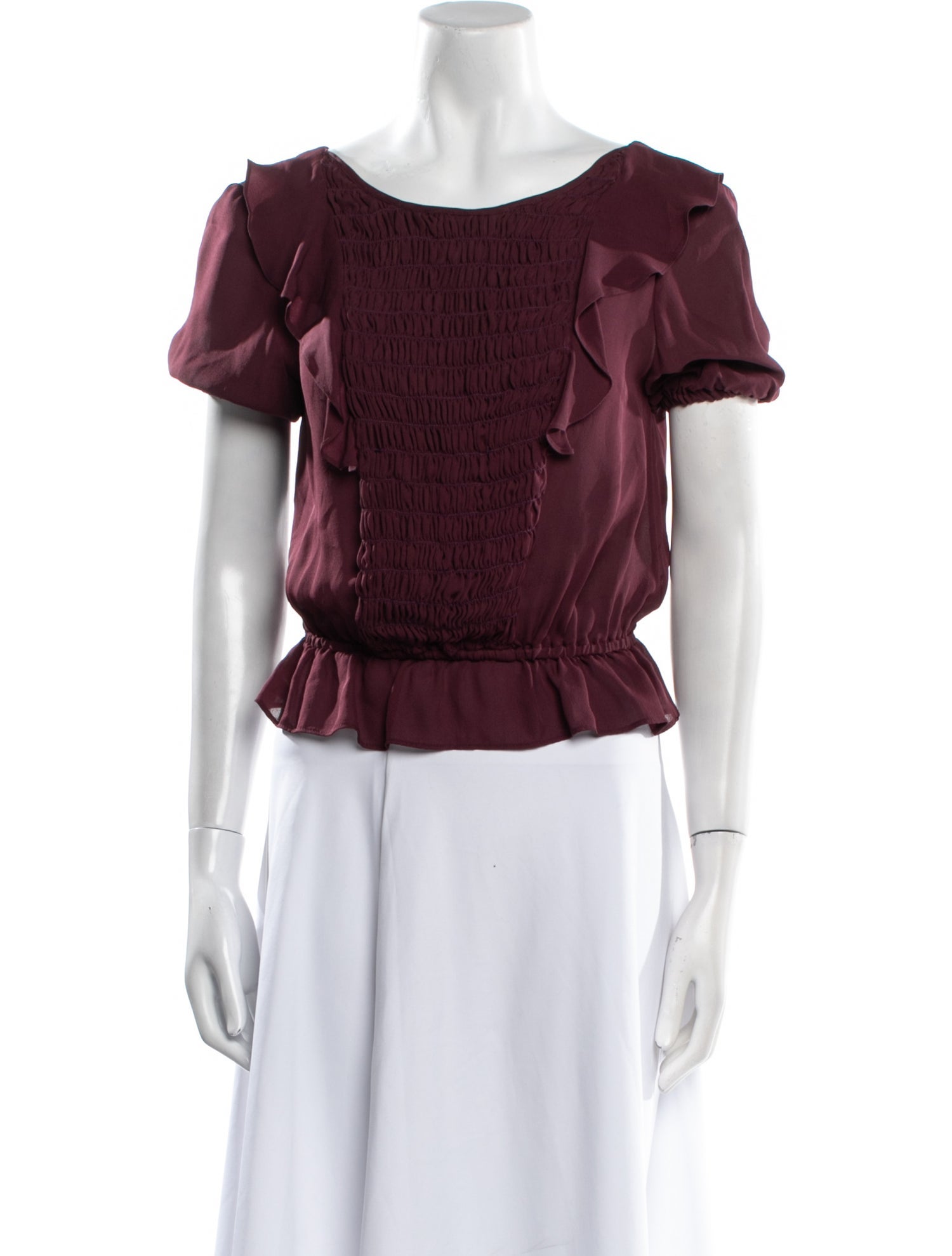 LoveShackFancy Silk Bateau Neckline Blouse