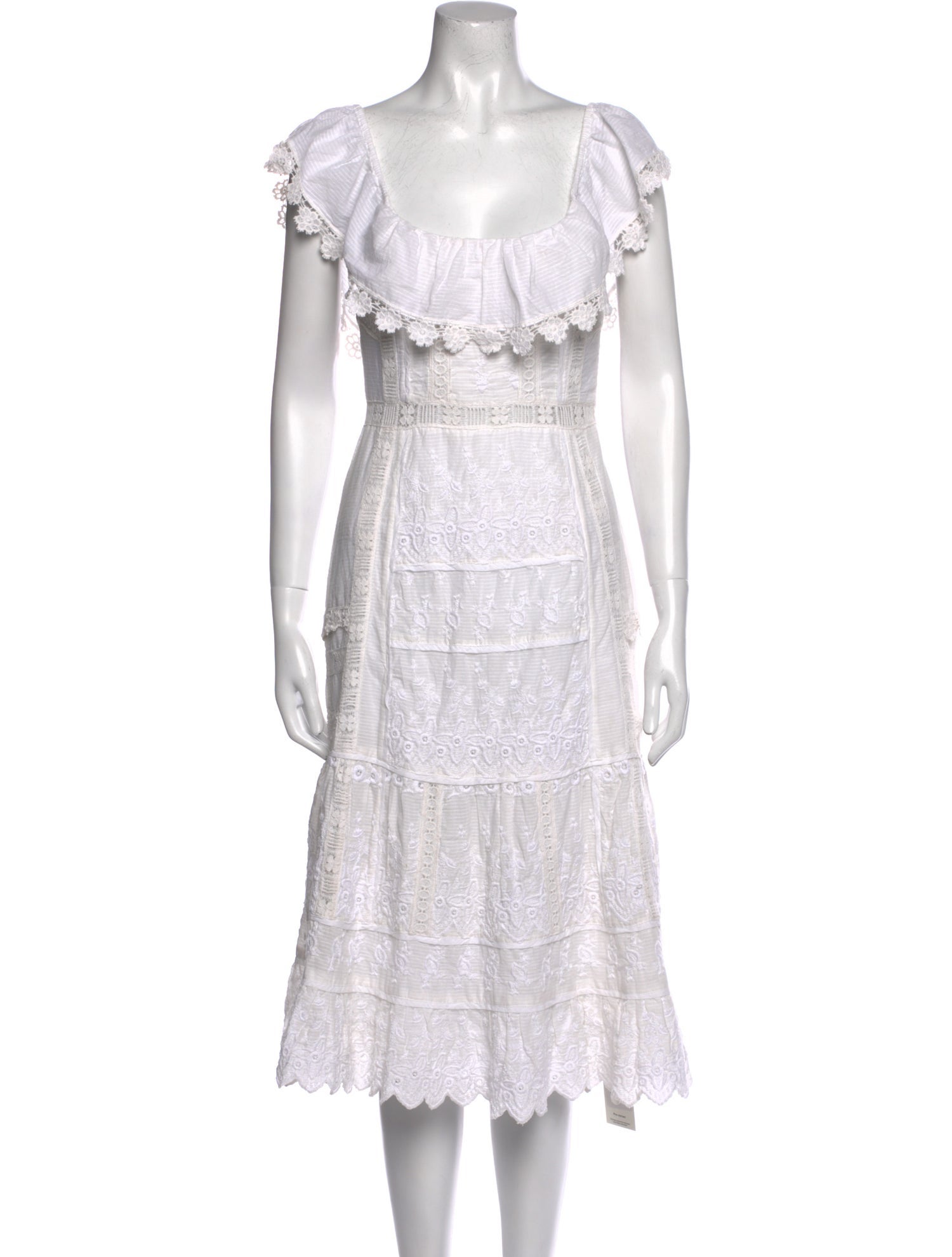 LoveShackFancy Scoop Neck Midi Length Dress