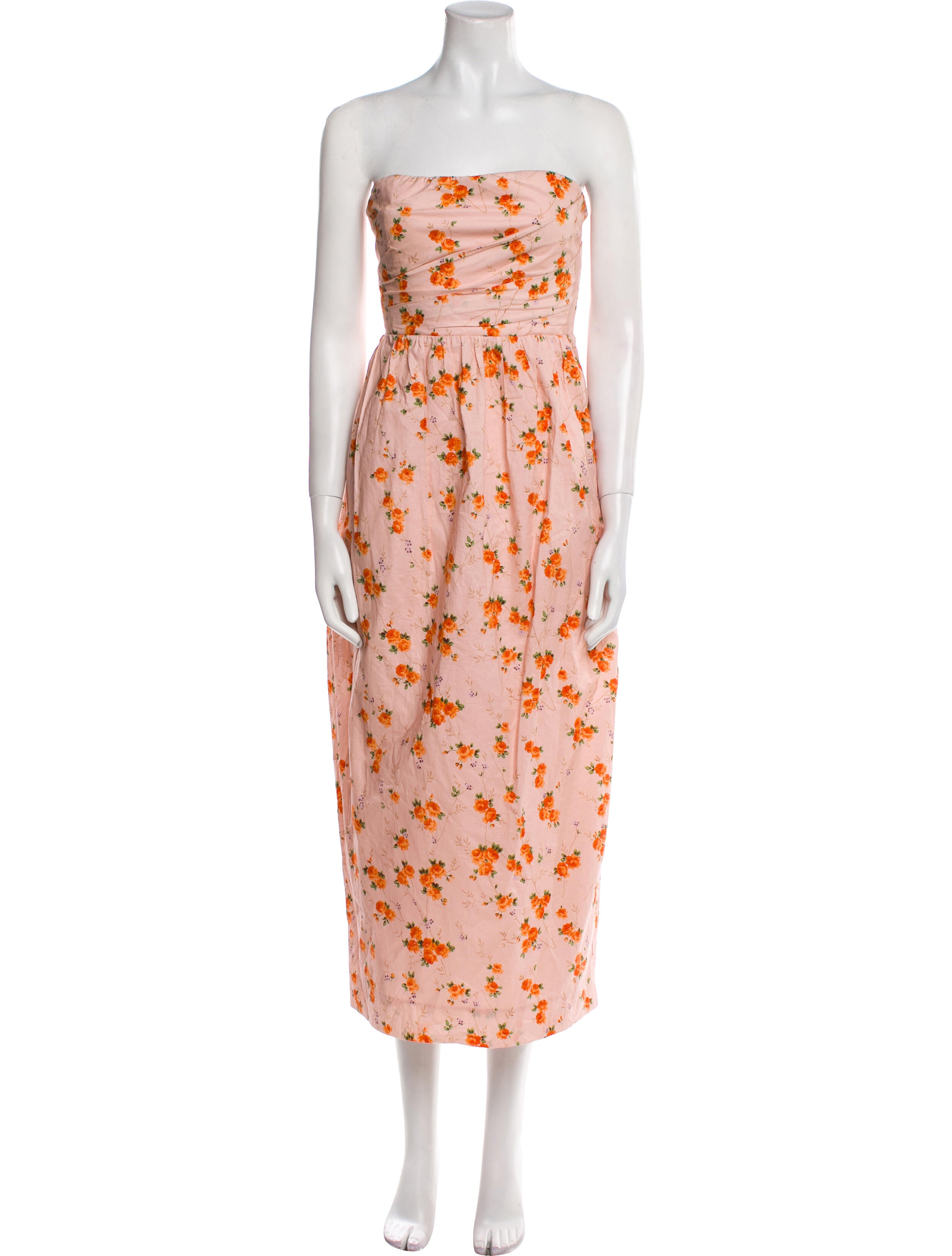LoveShackFancy Floral Print Midi Length Dress