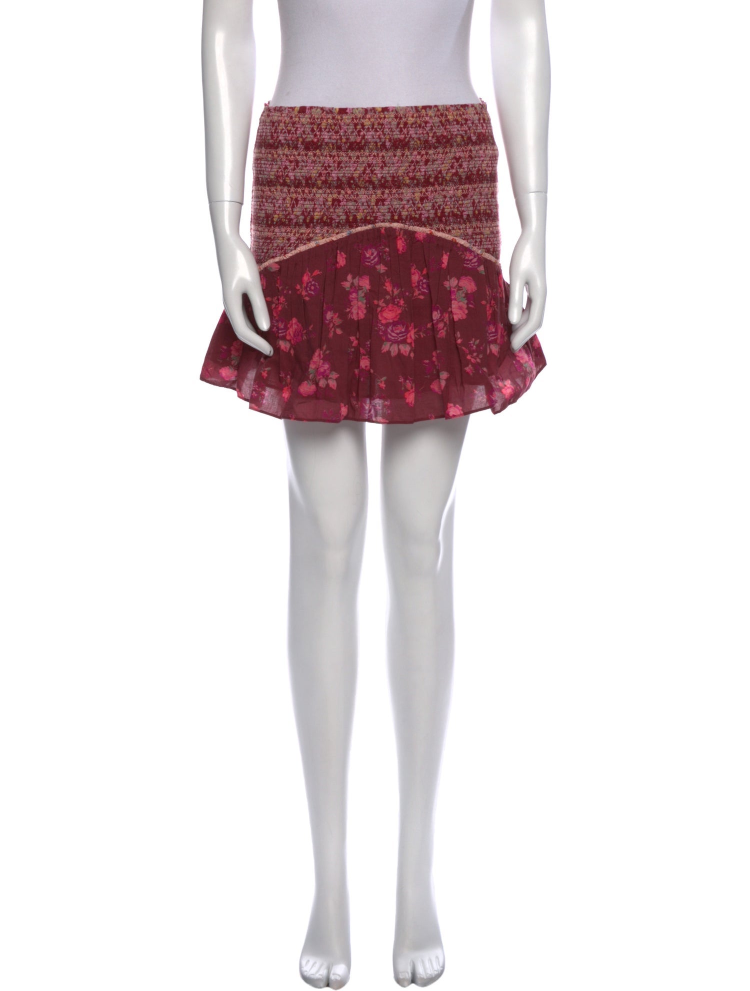 LoveShackFancy Floral Print Mini Skirt