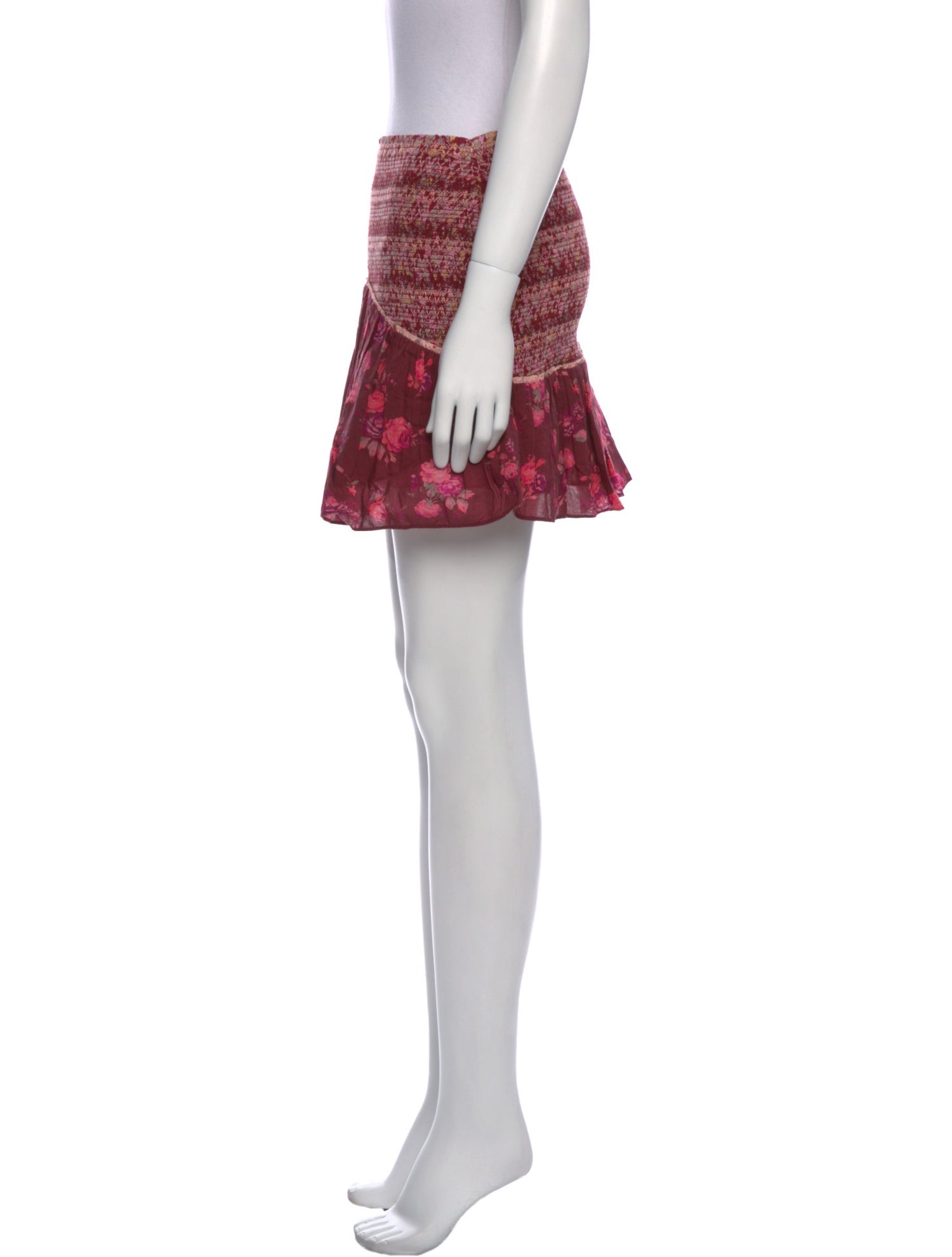 LoveShackFancy Floral Print Mini Skirt