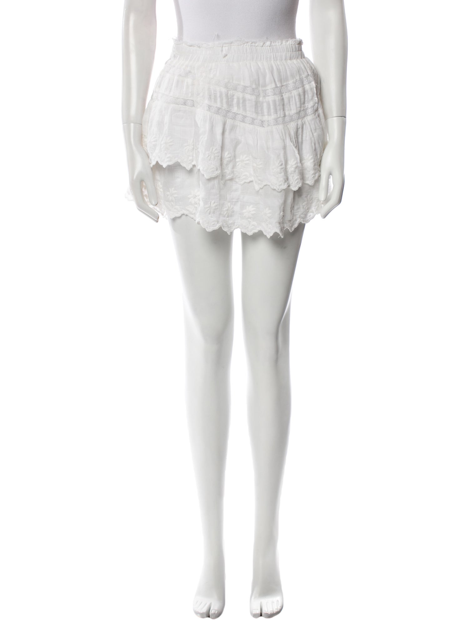 LoveShackFancy Embroidered Accent Mini Skirt